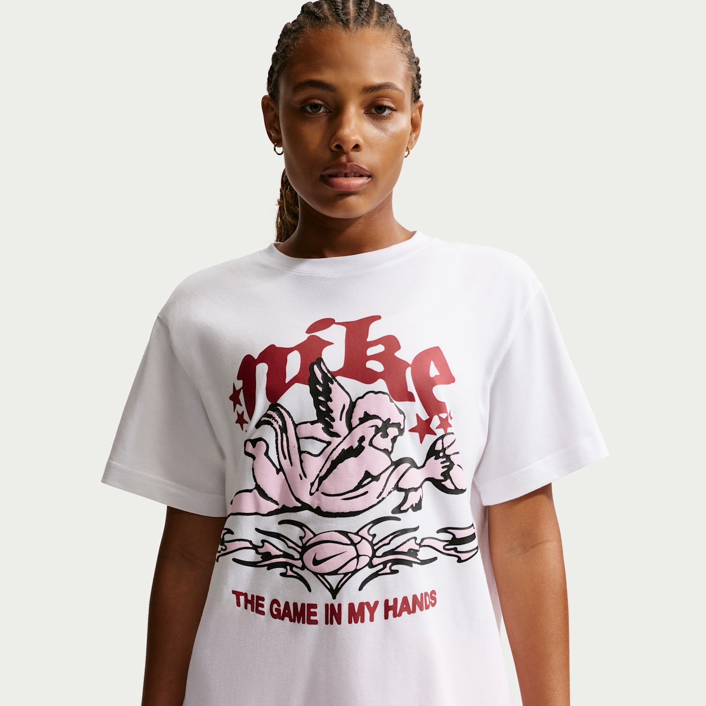 Женская футболка Nike Sportswear с круглым вырезом и коротким рукавом, цвет: Белый