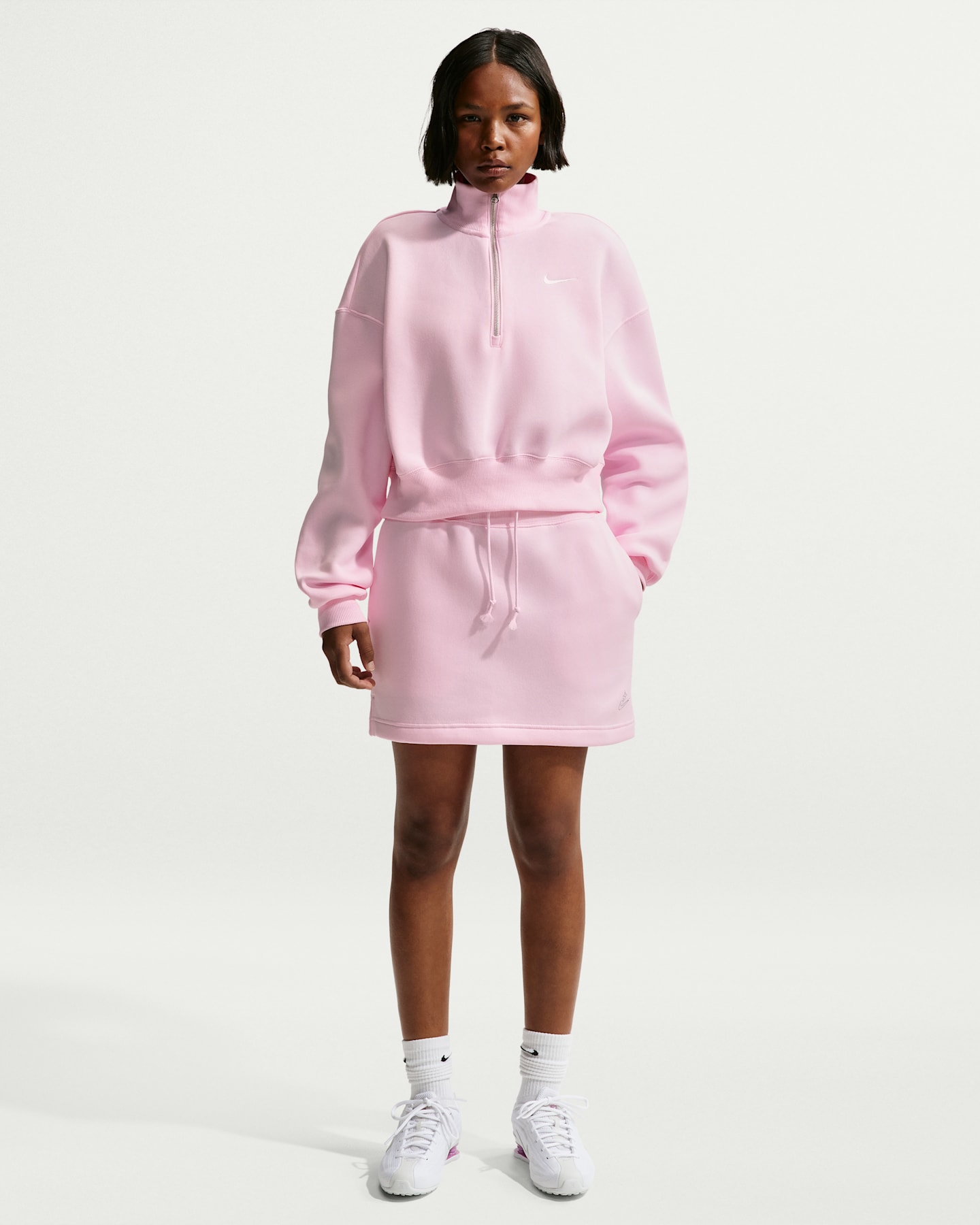 Женская юбка Nike Sportswear Phoenix Fleece High-Waisted Slim Mini, цвет: Розовый пенный — фото 7