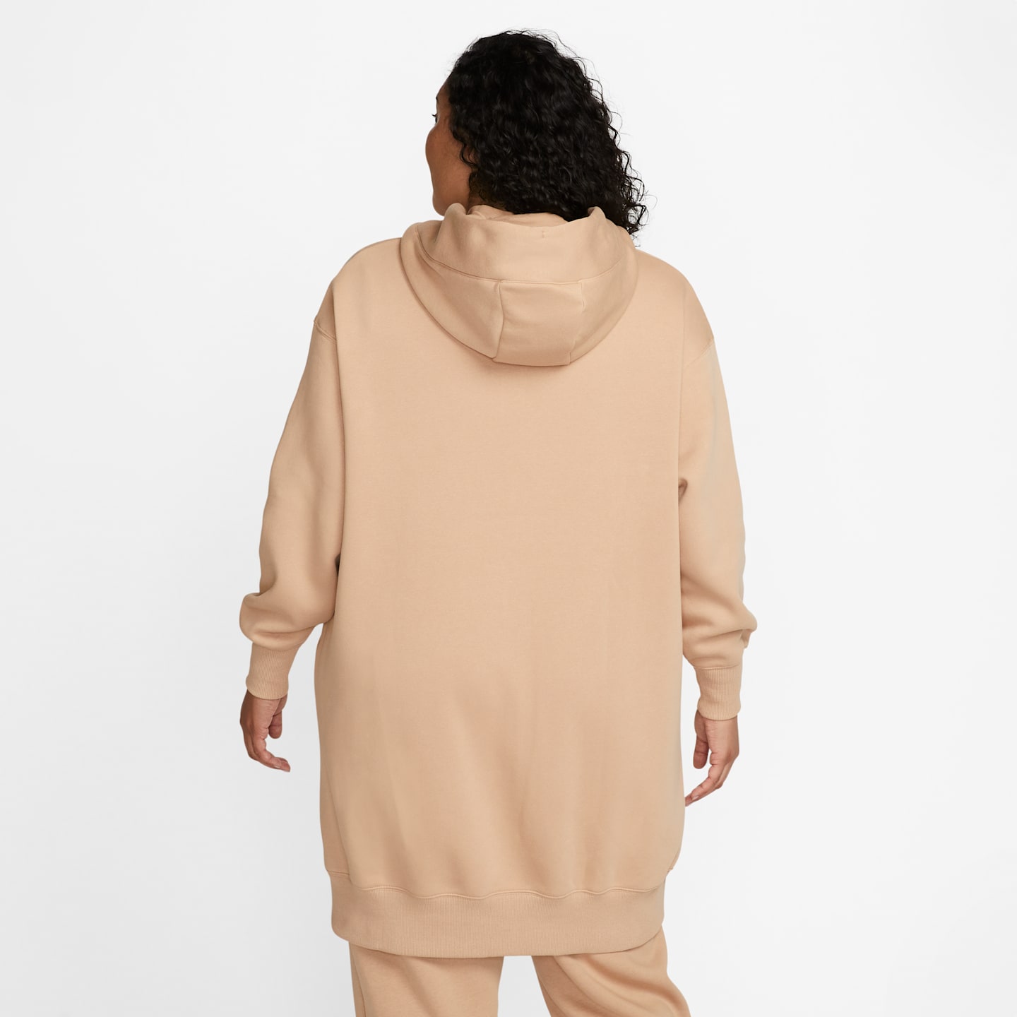 Женское худи Nike Sportswear Phoenix Fleece Oversized Long Full-Zip (Plus Size), цвет: Натуральный бежевый / Молочный — фото 2