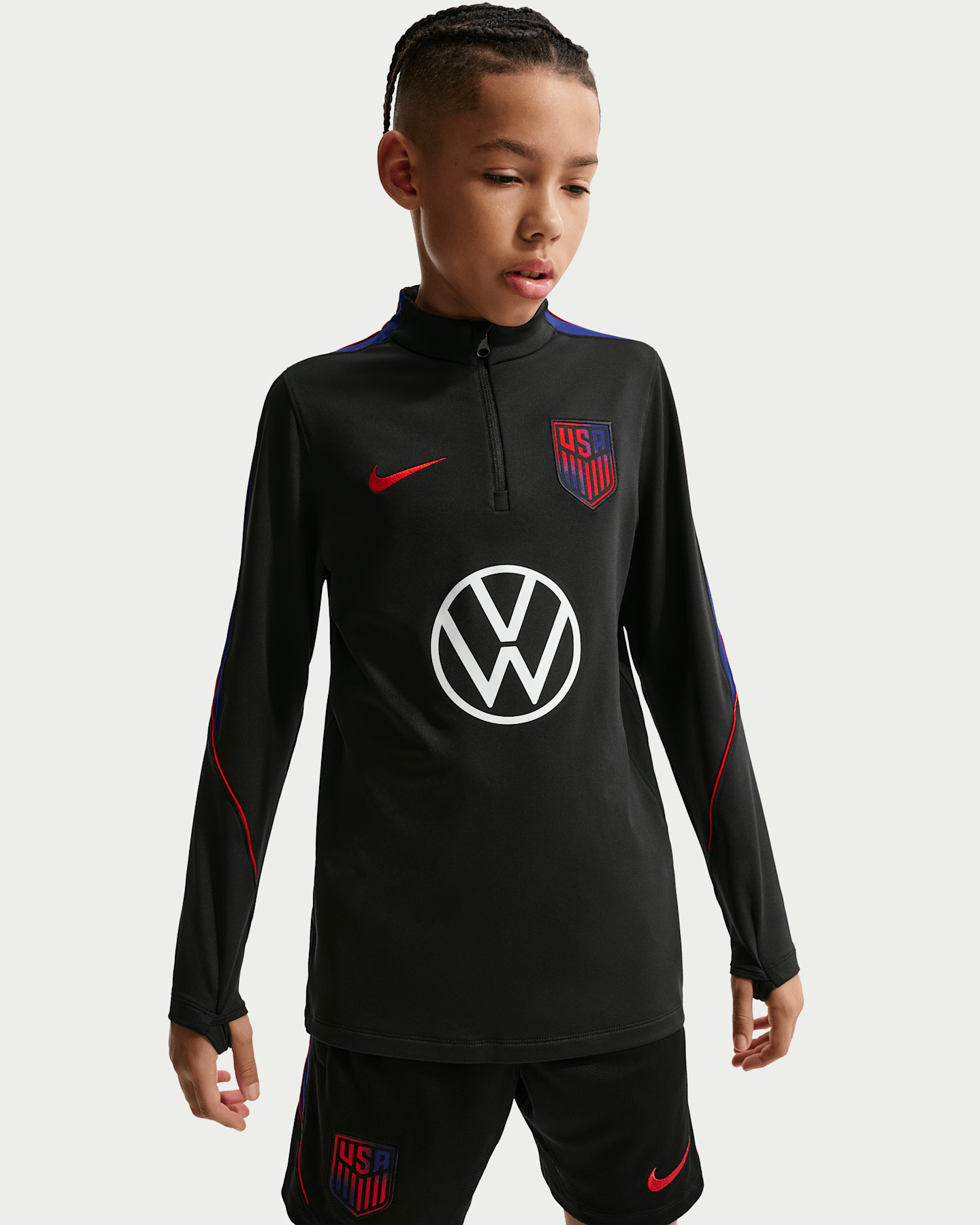 Детский топ Nike USA Strike Dri-FIT Soccer Drill Top, цвет: Чёрный / Королевский синий — фото 6