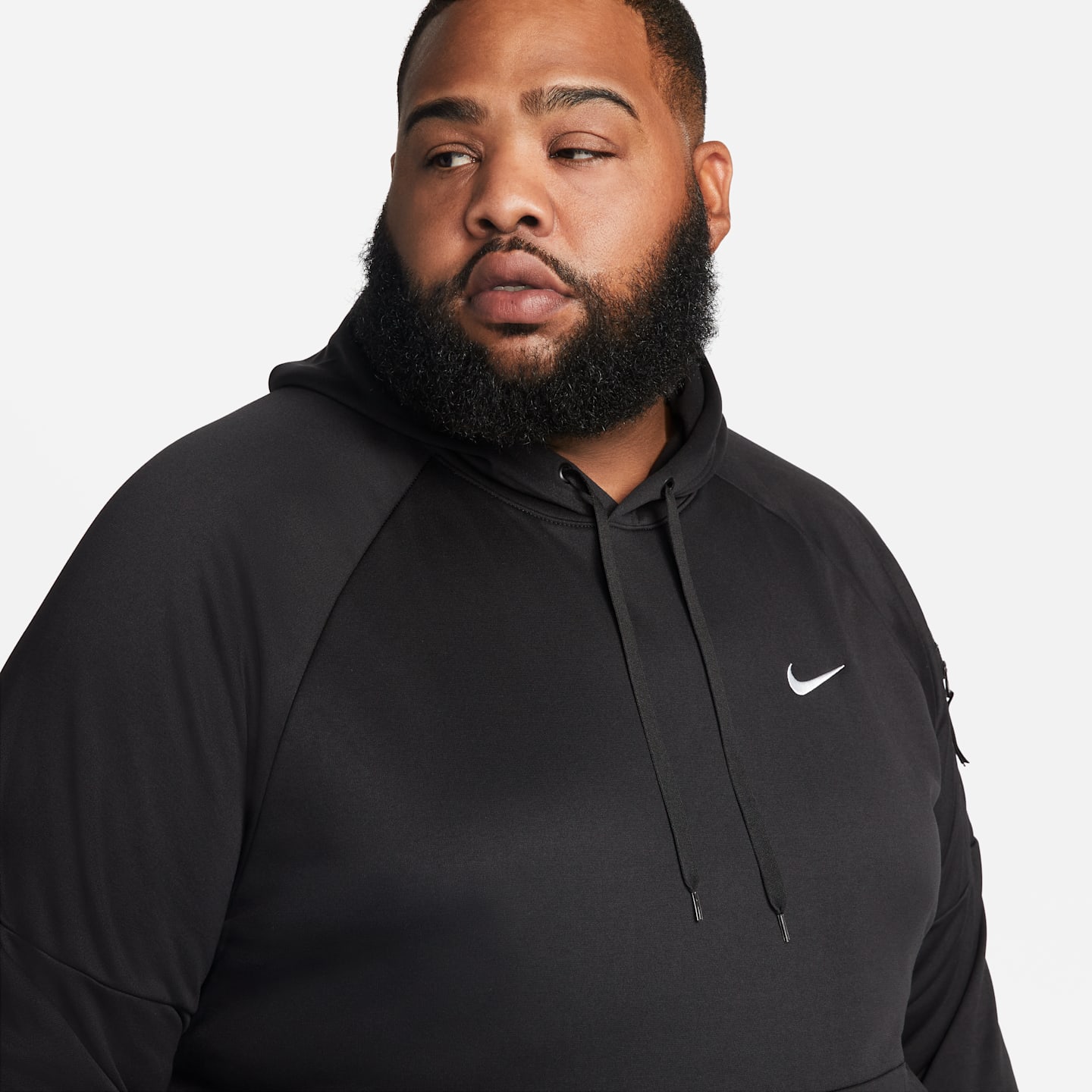 Мужской худи Nike Therma Therma-FIT для фитнеса, цвет: Чёрный / Белый — фото 10