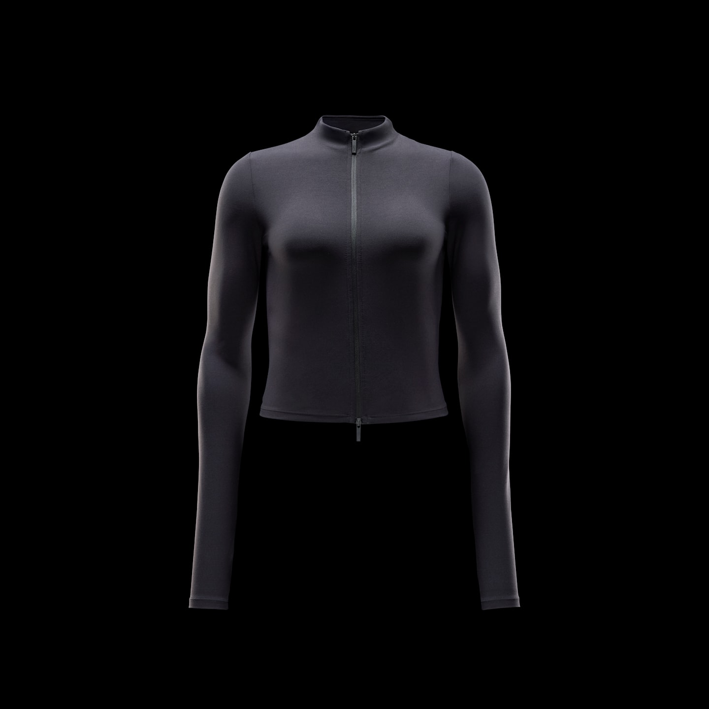 Женский топ Nike Zenvy Dri-FIT на молнии с длинным рукавом, цвет: Чёрный / Холодный серый — фото 6