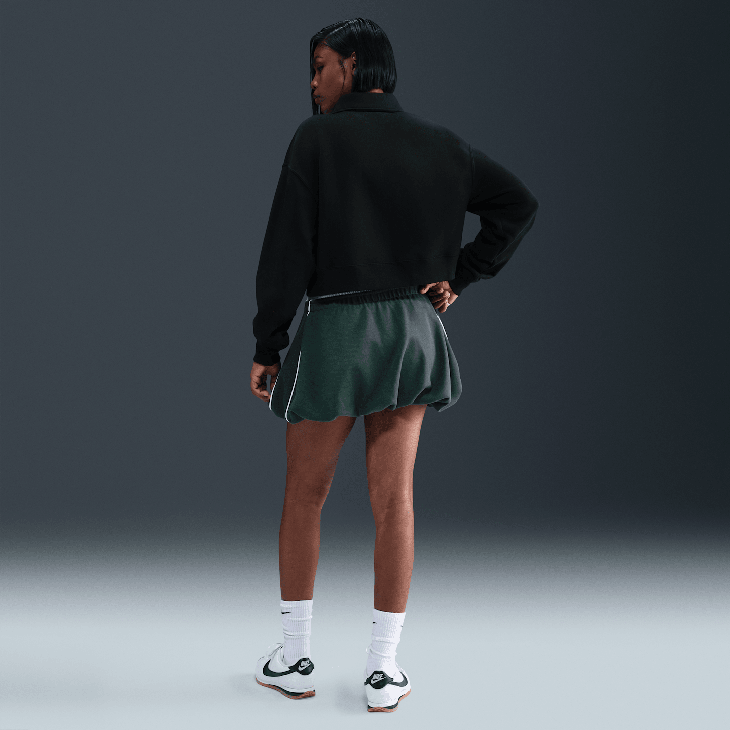 Женский топ Nike Sportswear Phoenix Fleece Loose Collared Pull-Over, цвет: Чёрный — фото 5