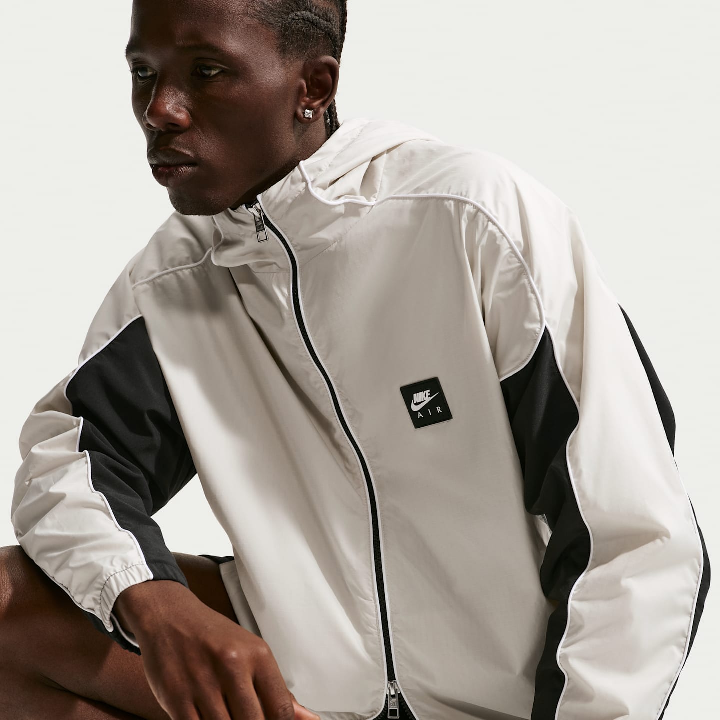 Мужская куртка на молнии Nike Air Hybrid Utility, цвет: Светлый костяной / Чёрный — фото 3