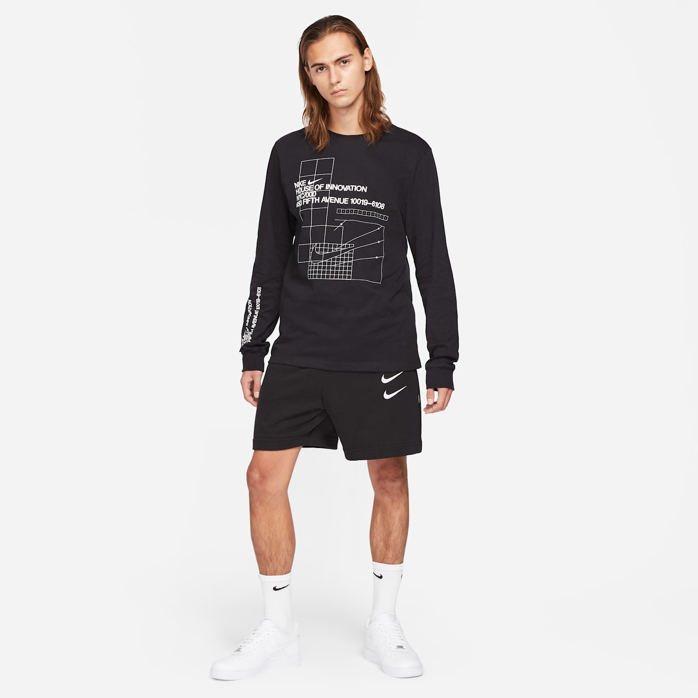 Мужская футболка Nike Sportswear с длинным рукавом, цвет: Чёрный — фото 5