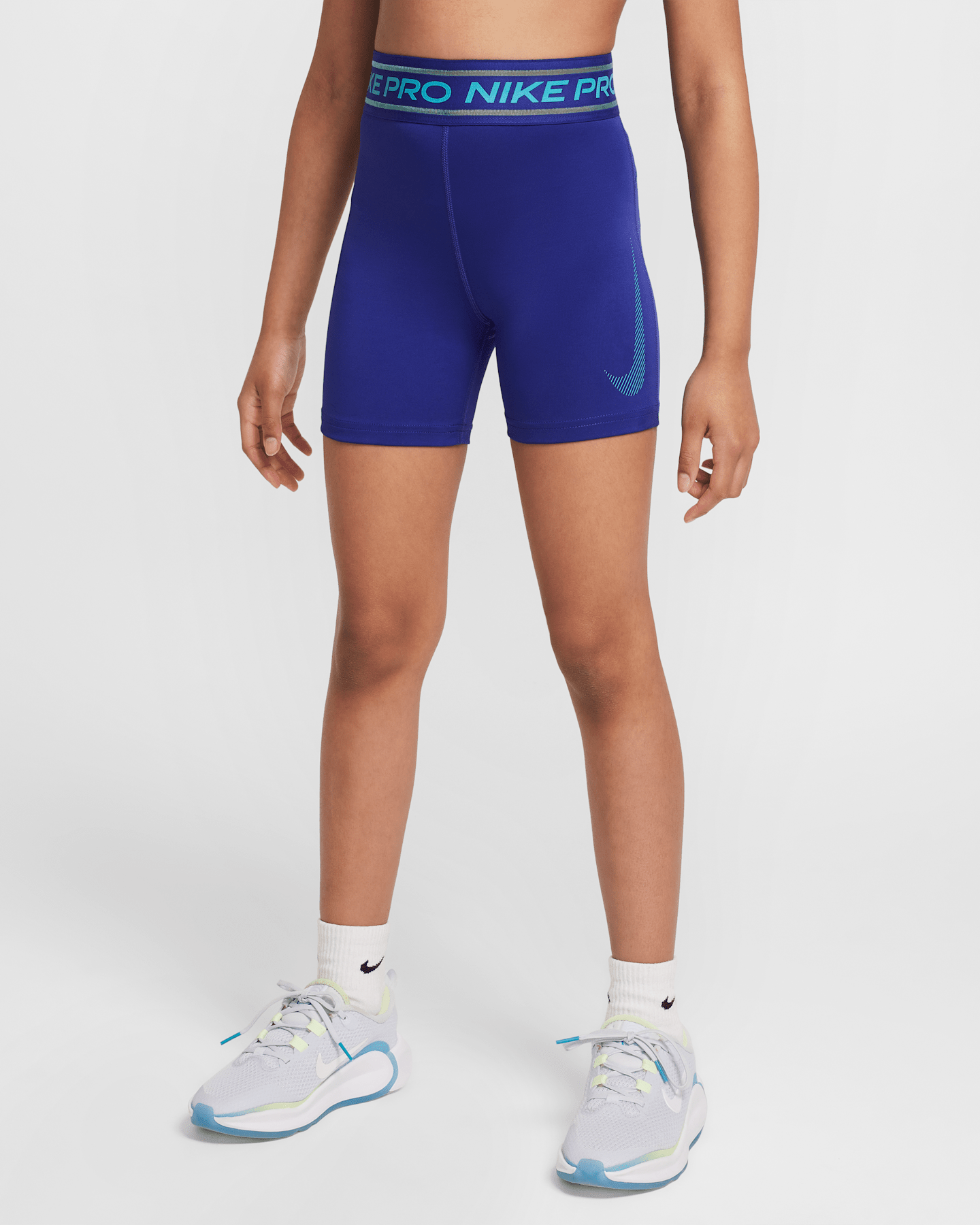 Детские шорты для девочек Nike Pro, цвет: Deep Night/Dusty Cactus — фото 7