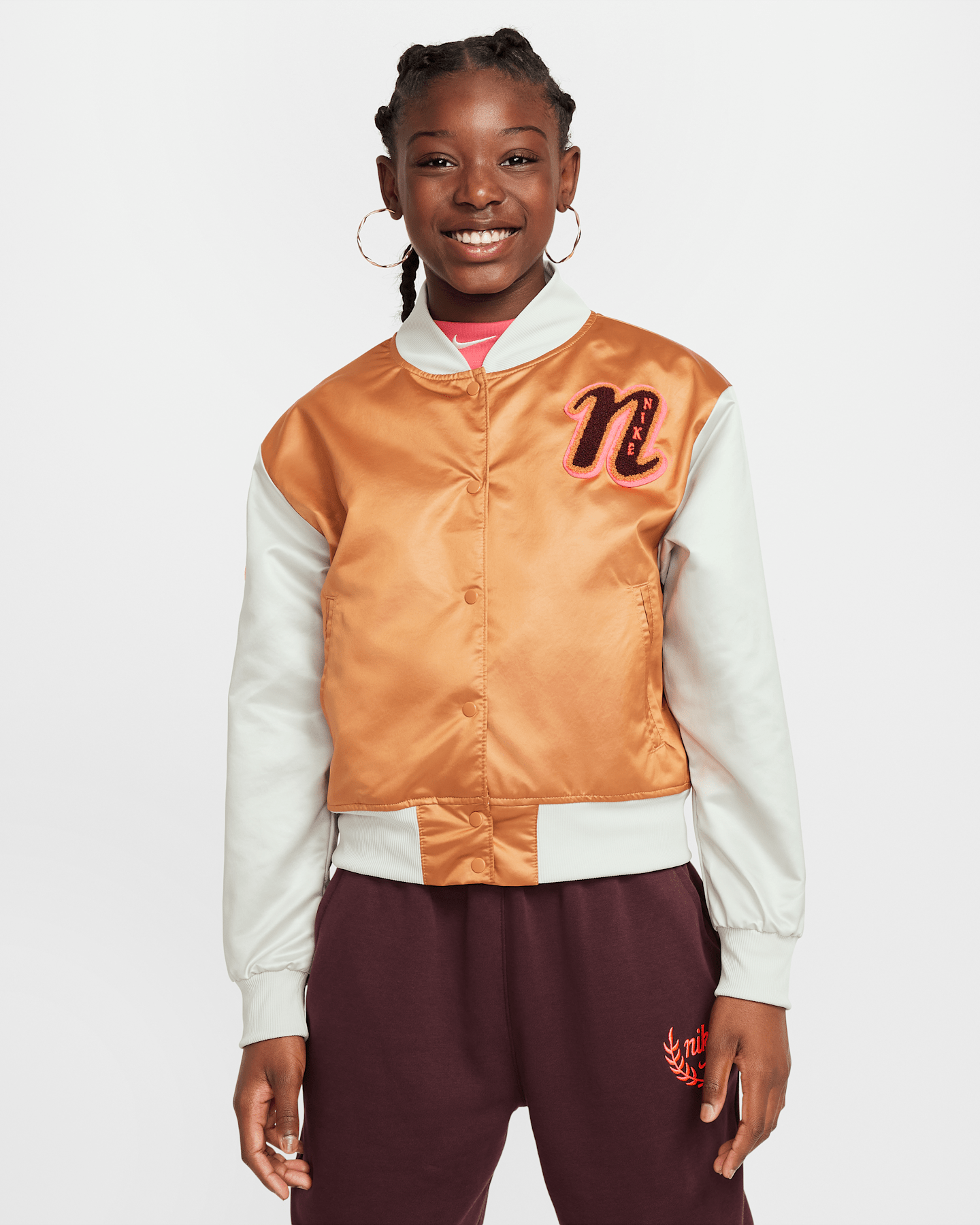 Куртка Nike Sportswear Varsity для девочек, цвет: Светлый костяной — фото 8