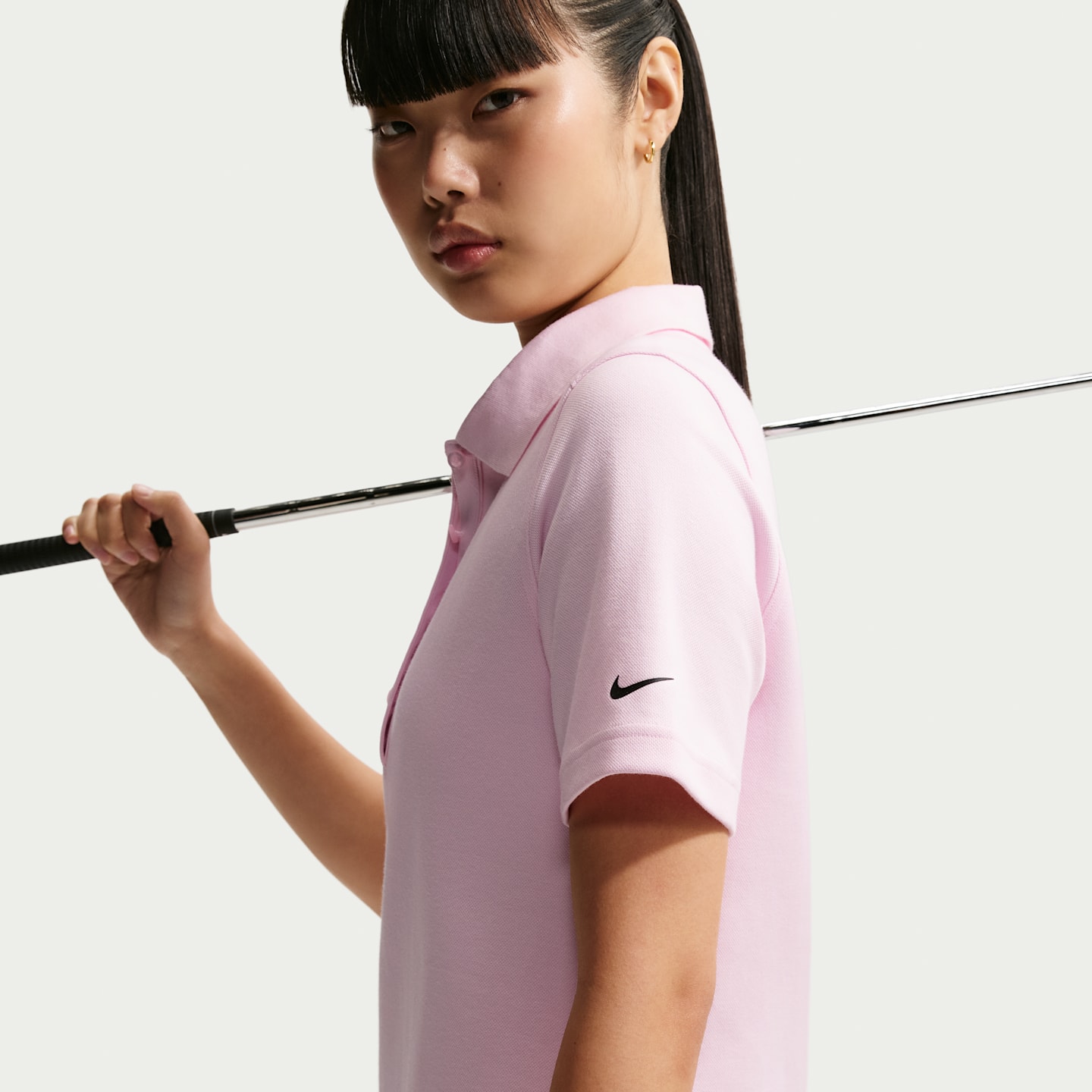 Женское платье Nike Golf Polo Dress, цвет: Розовый пенный / Чёрный — фото 4