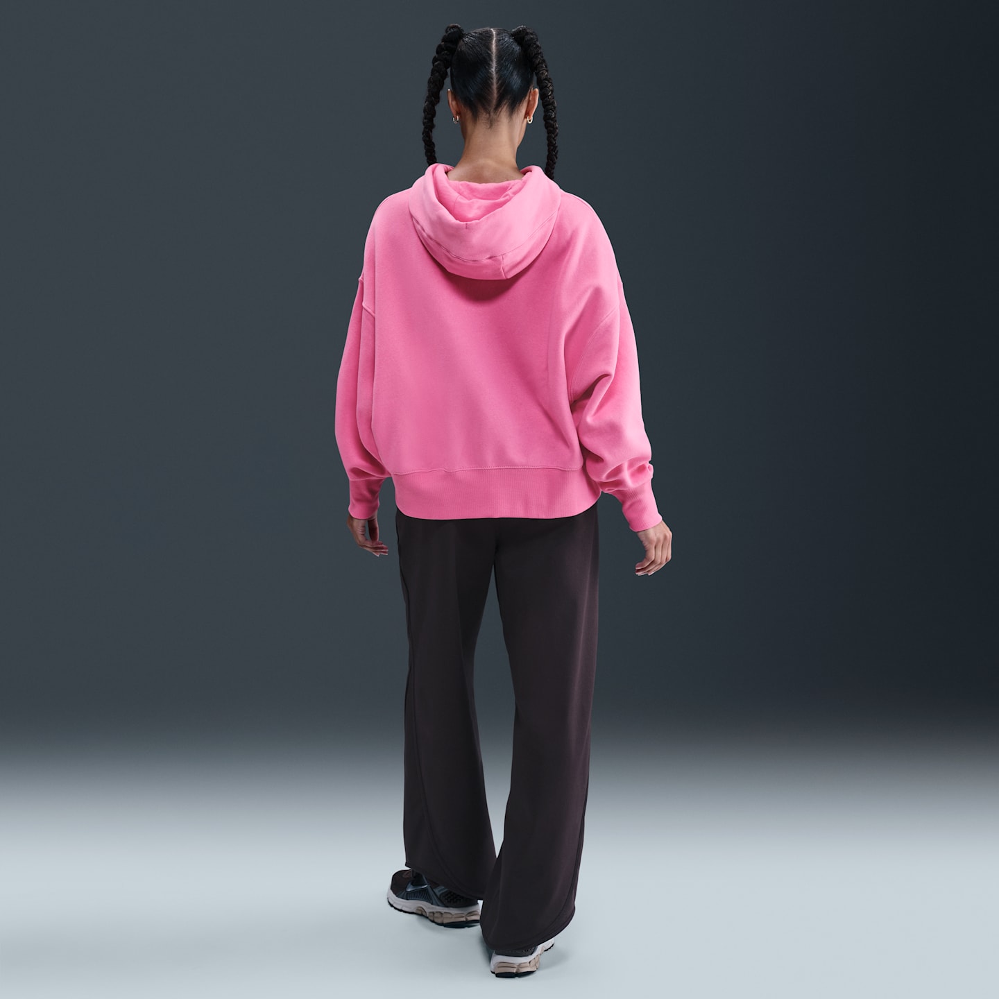 Женское худи Nike Sportswear Phoenix Fleece Over-Oversized, цвет: Фуксия / Потёртый коралловый — фото 5