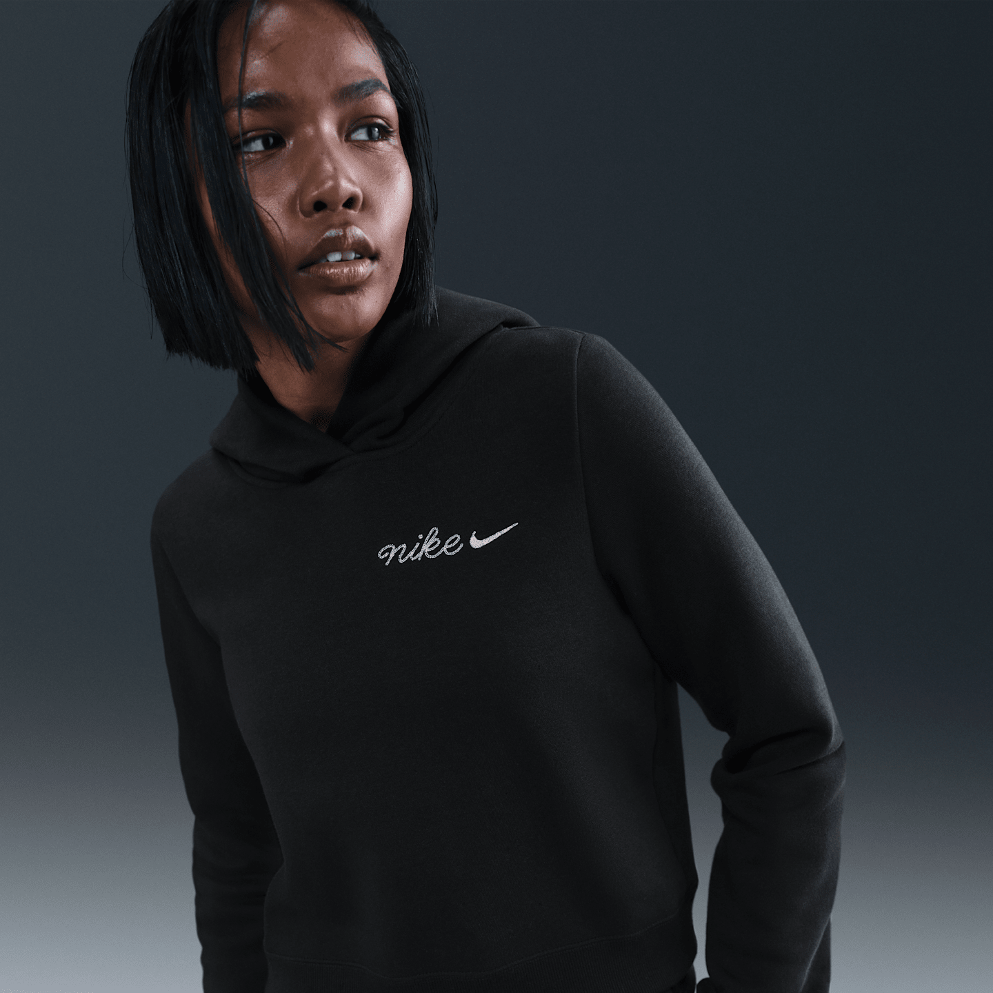 Женское худи Nike Sportswear Phoenix Fleece Shrunken, цвет: Чёрный — фото 1