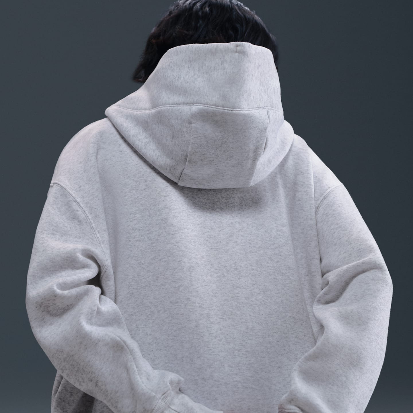 Женское худи Nike Sportswear Phoenix Fleece Oversized Full-Zip, цвет: Берёзовый меланжевый / Чёрный — фото 2
