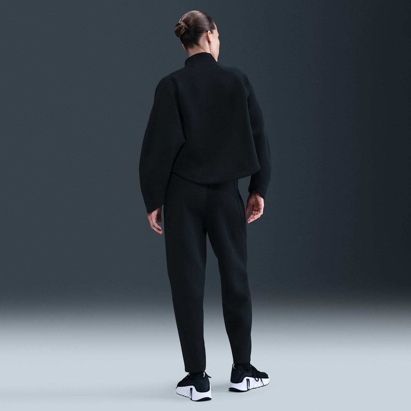 Женские брюки Nike Universa Dri-FIT свободного кроя со средней посадкой, длина 7/8, цвет: Чёрный / Серый — фото 4