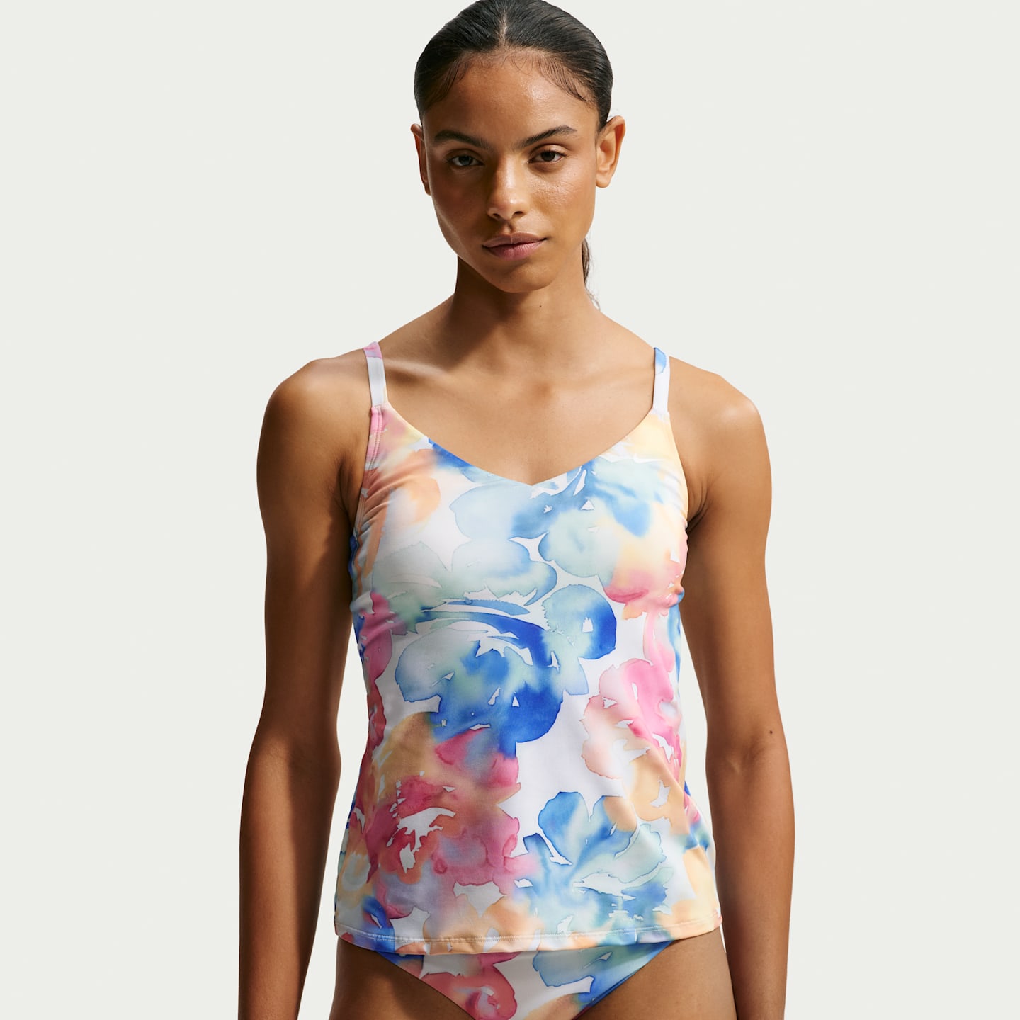 Купальник Tankini, V-образный вырез — Nike, цвет: Розовый сияющий — фото 1