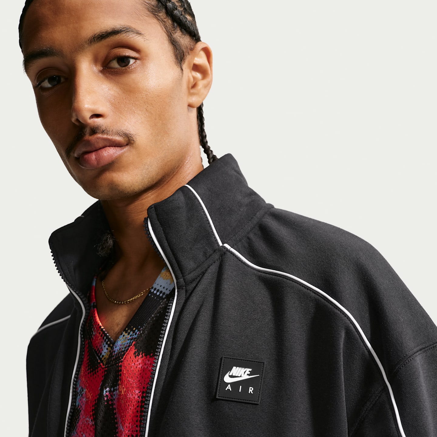 Мужская спортивная флисовая куртка Nike Air, цвет: Чёрный / Белый — фото 3