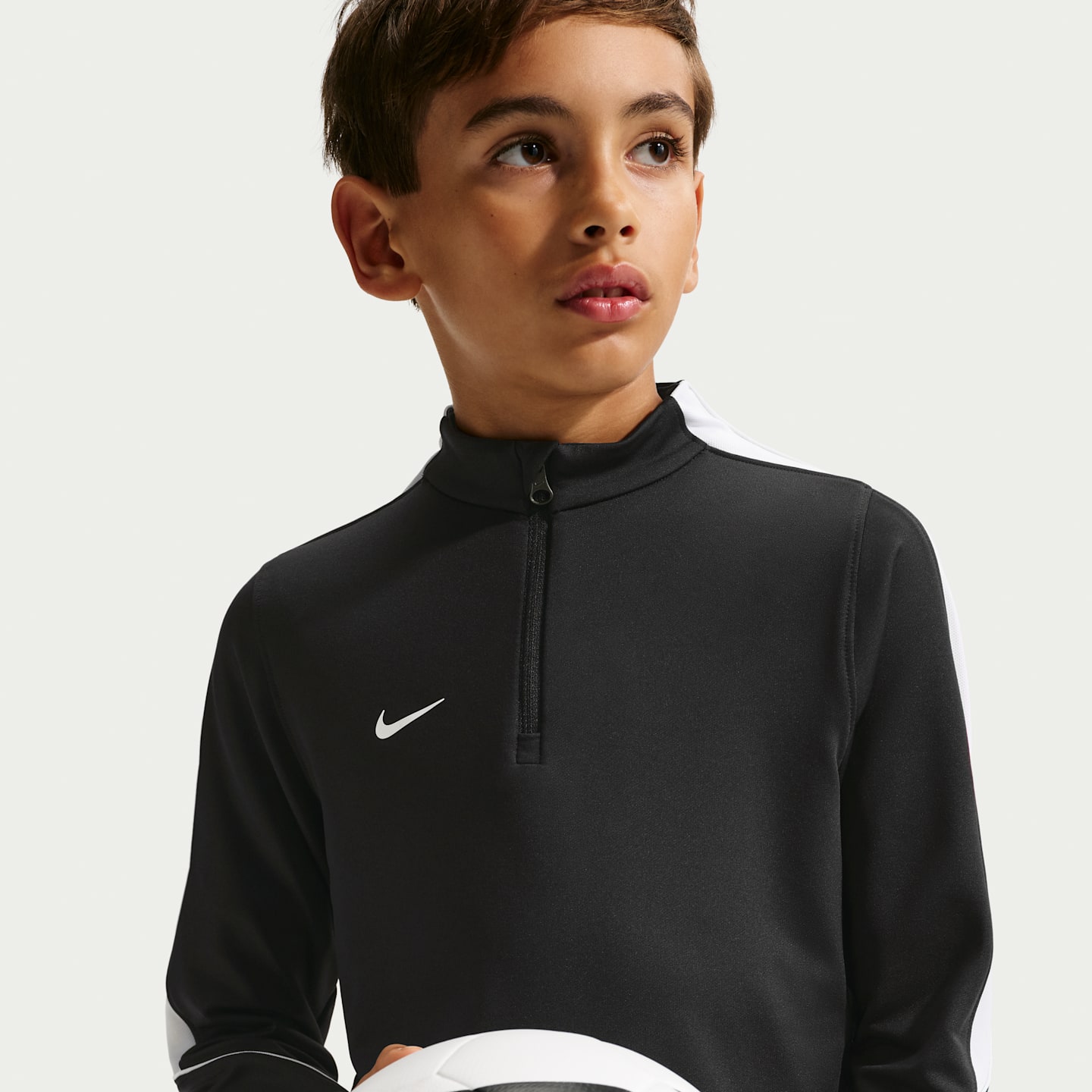 Детский топ Nike Strike Dri-FIT Soccer Knit Drill Top, цвет: Чёрный / Белый — фото 3