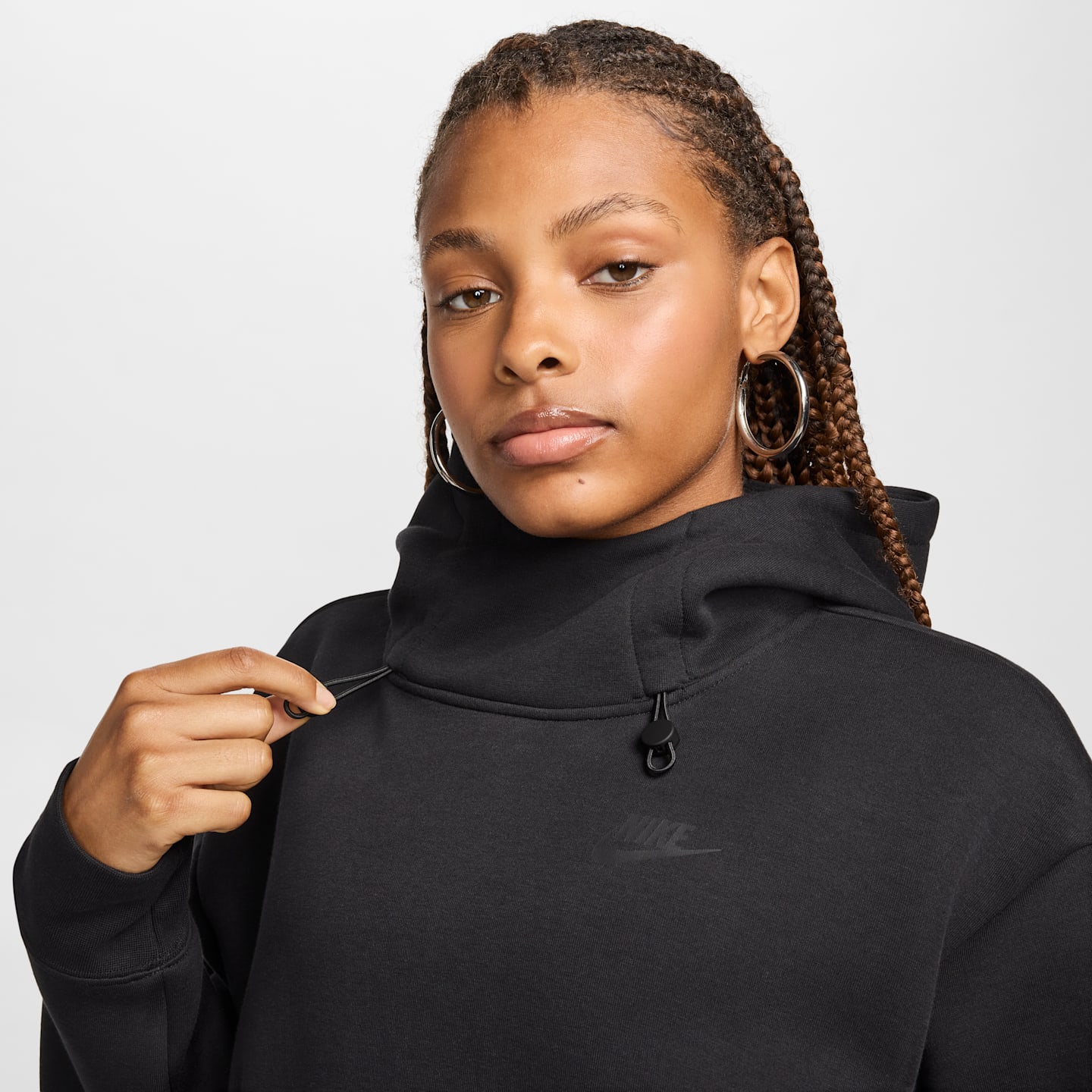 Женское худи Nike Sportswear Tech Fleece оверсайз, цвет: Чёрный — фото 3