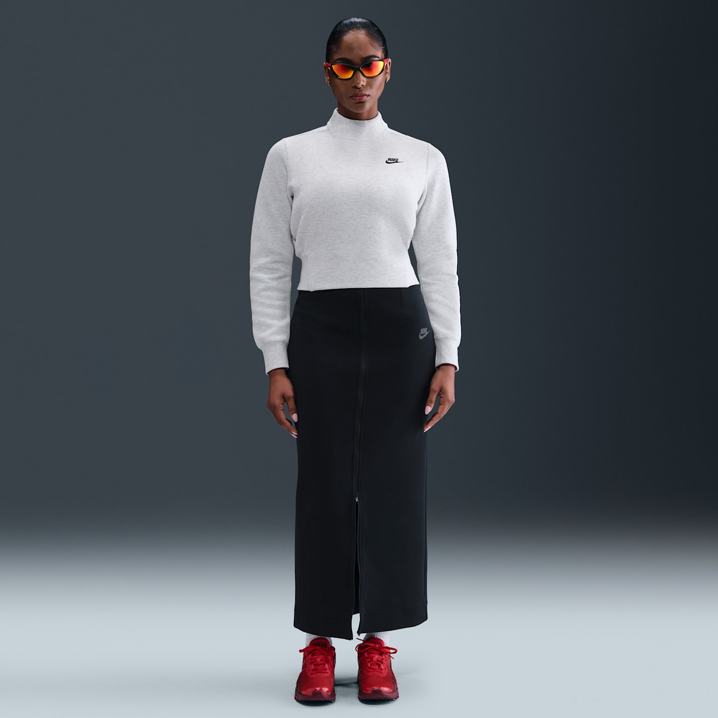 Женский флисовый свитшот Nike Tech, цвет: Светлый серый / Меланжевый — фото 4