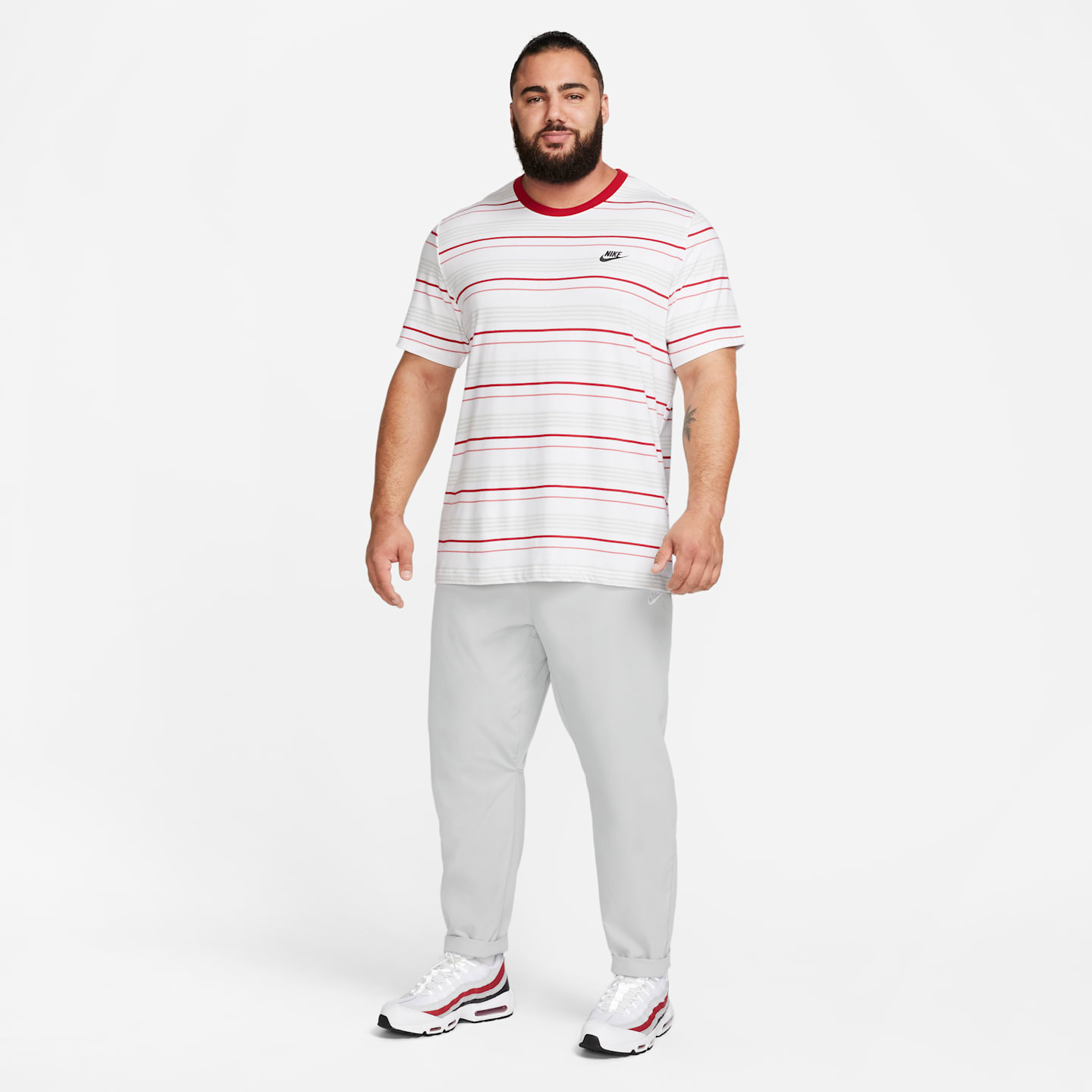 Мужские тканые зауженные брюки Nike Club, цвет: Серый / Белый — фото 12