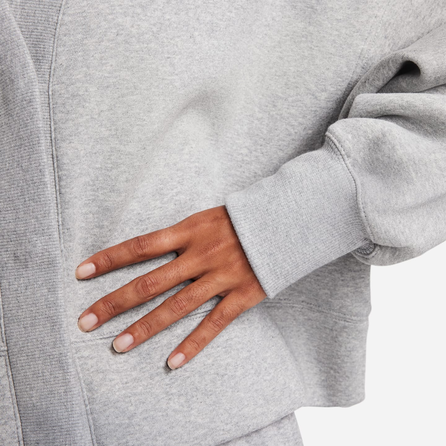 Женский кардиган Nike Sportswear Phoenix Fleece Over-Oversized, цвет: Серый меланжевый / Молочный — фото 5