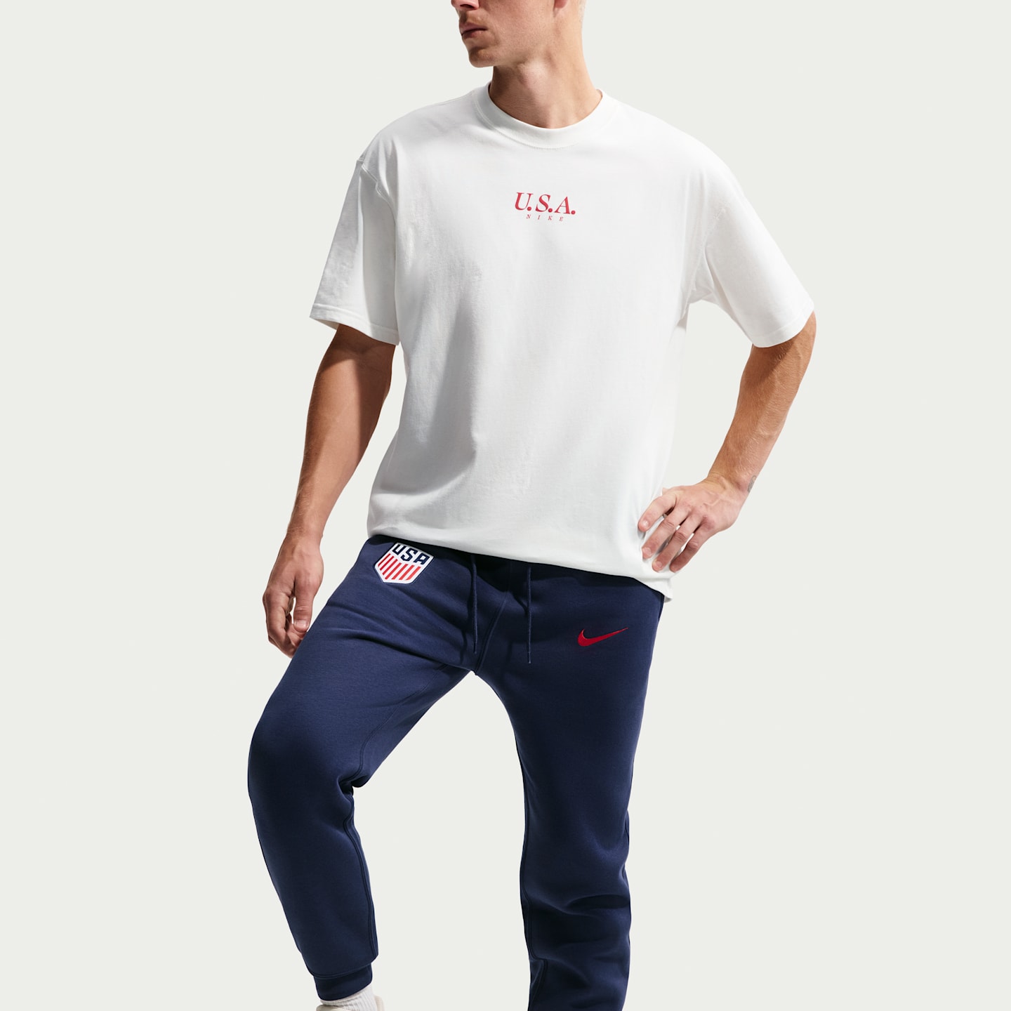 Мужские футбольные джоггеры Nike Usmnt Club, цвет: Тёмно-синий / Красный — фото 4