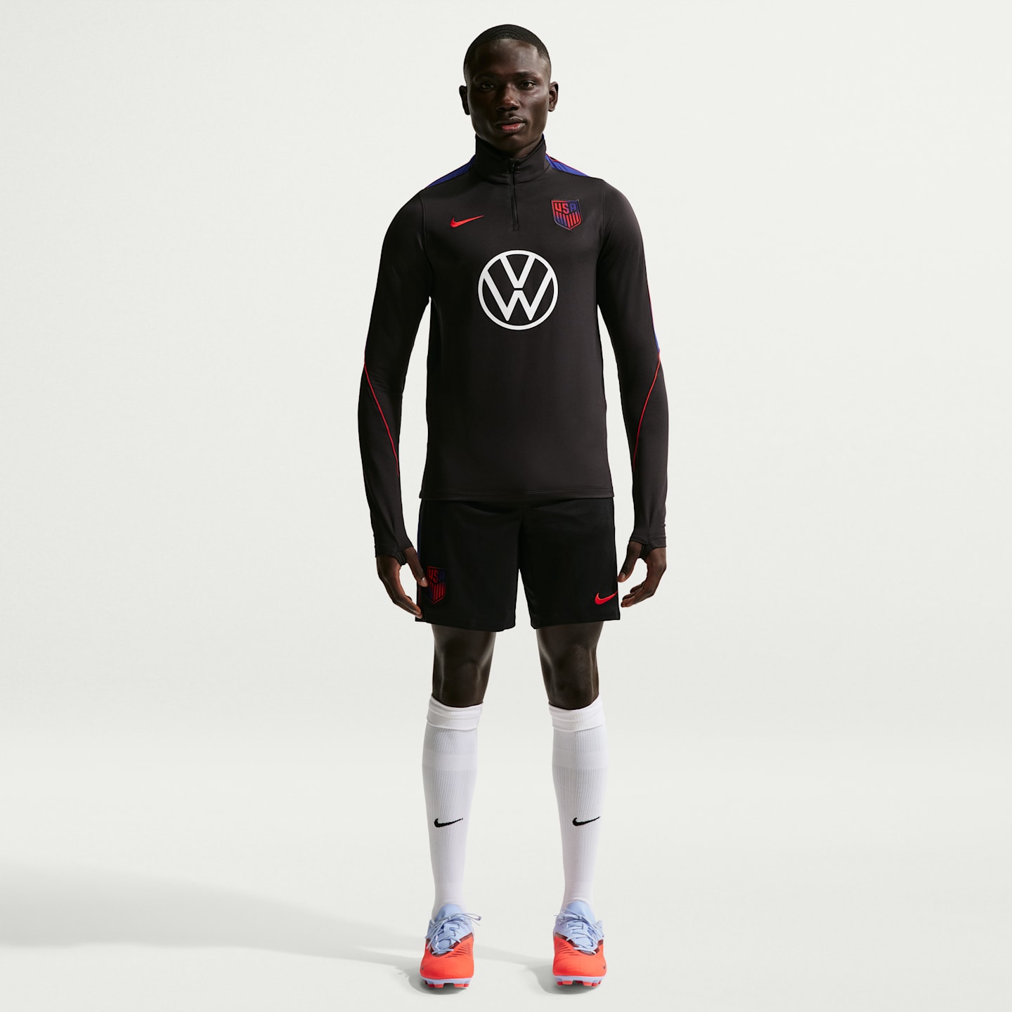 Мужские топы USA Strike Nike Dri-FIT Soccer Drill Top, цвет: Чёрный / Королевский синий — фото 4