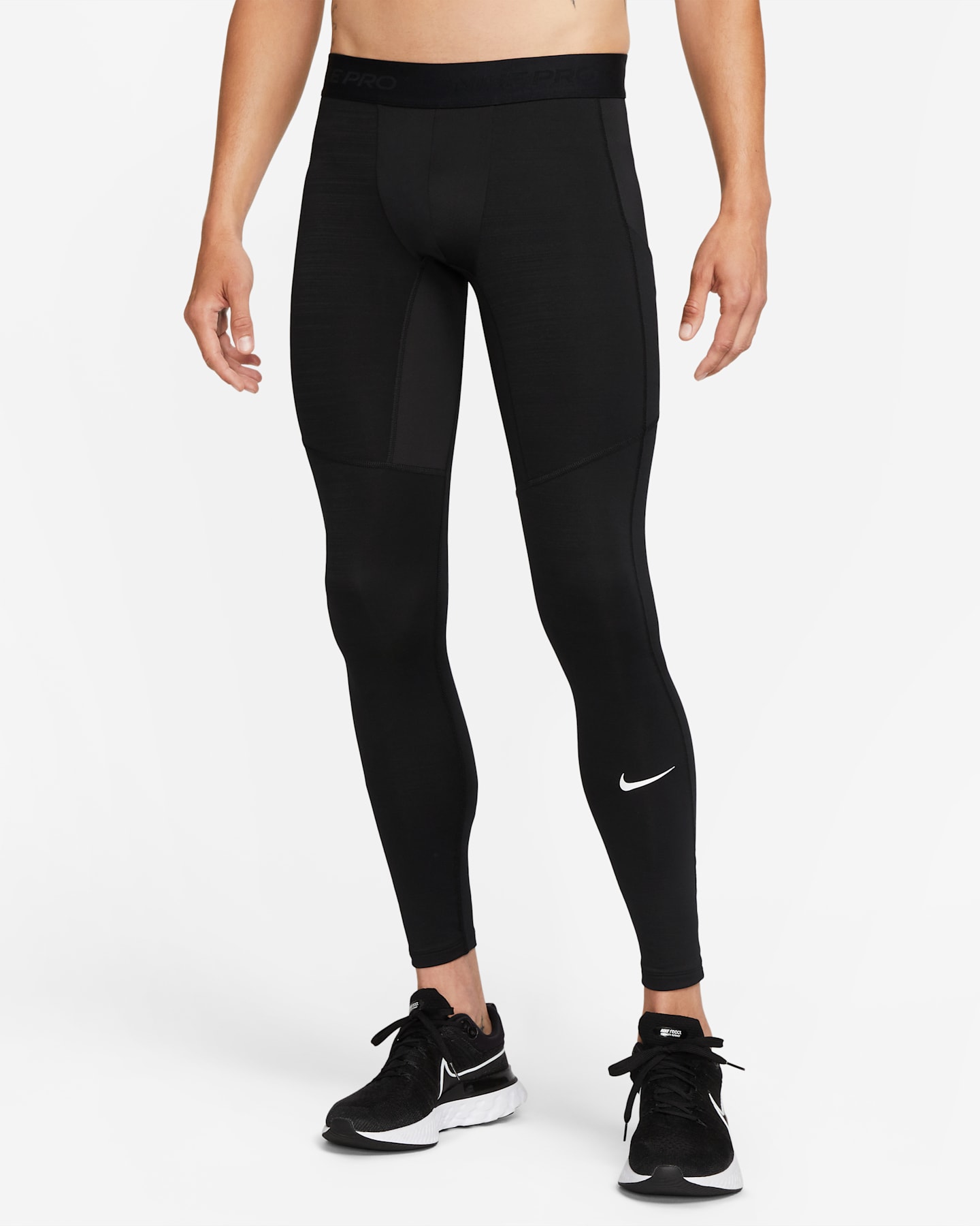 Мужские утеплённые тайтсы Nike Pro Warm, цвет: Чёрный / Белый — фото 13