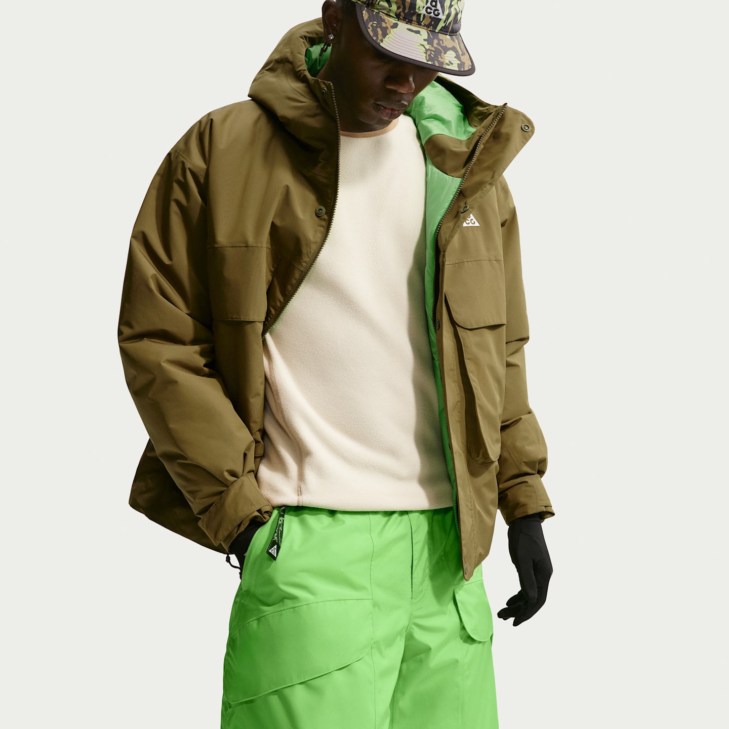Мужские брюки Nike ACG Skull Peak Storm-FIT Dolomite, цвет: Зелёный / Чёрный — фото 4