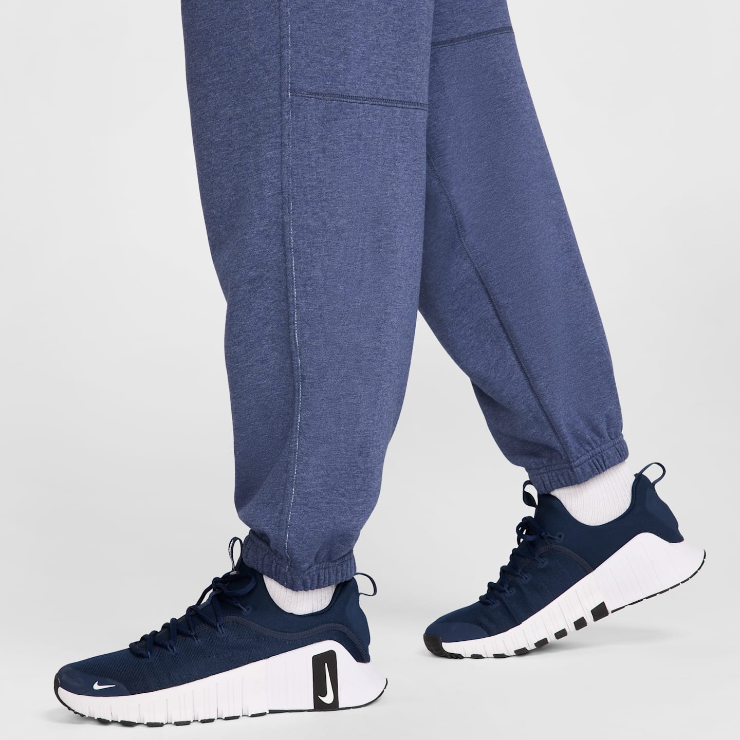 Мужские брюки Nike Gym Heritage Dri-FIT Fleece Fitness, цвет: Синий / Меланжевый — фото 7