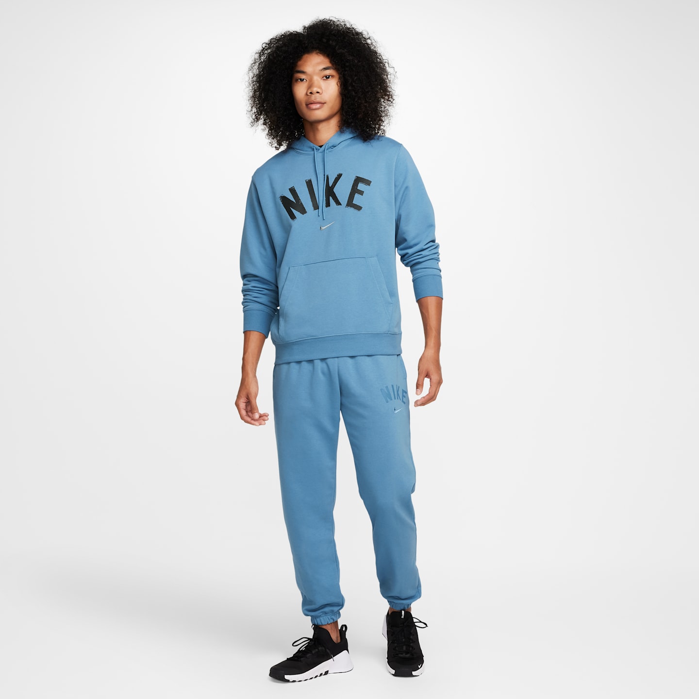 Мужские флисовые джоггеры Nike Swoosh Dri-FIT для фитнеса, цвет: Aegean Storm/Aegean Storm — фото 7