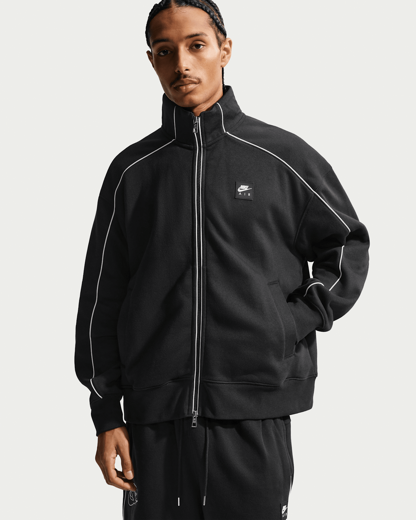 Мужская спортивная флисовая куртка Nike Air, цвет: Чёрный / Белый — фото 6