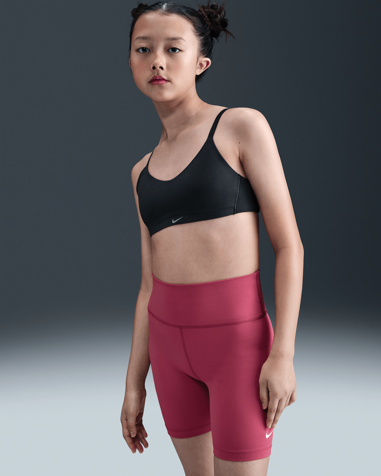 Детский спортивный бюстгальтеры-бра Nike Alate, цвет: Чёрный / Белый — фото 6