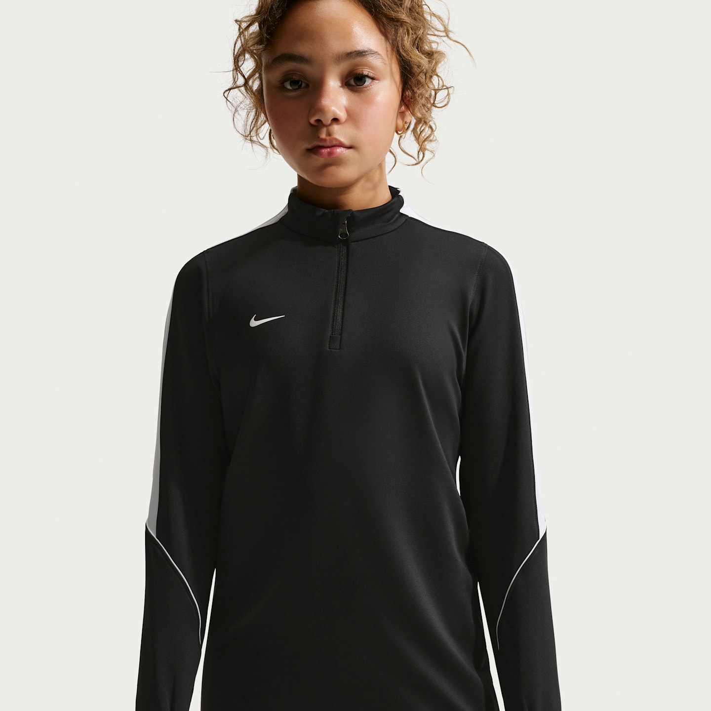 Детский топ Nike Strike Dri-FIT Soccer Knit Drill Top, цвет: Чёрный / Белый — фото 2