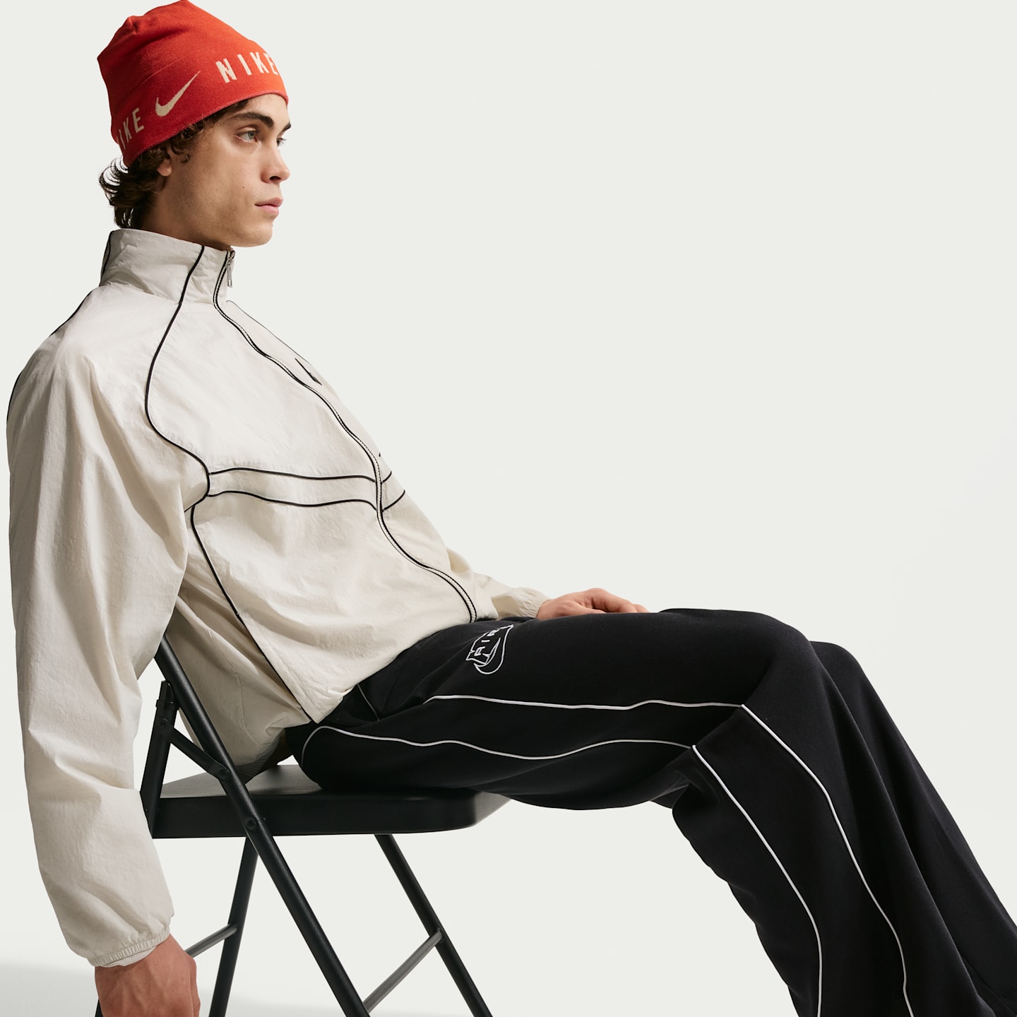 Мужские флисовые брюки Nike Air с открытым низом, цвет: Чёрный / Белый — фото 4