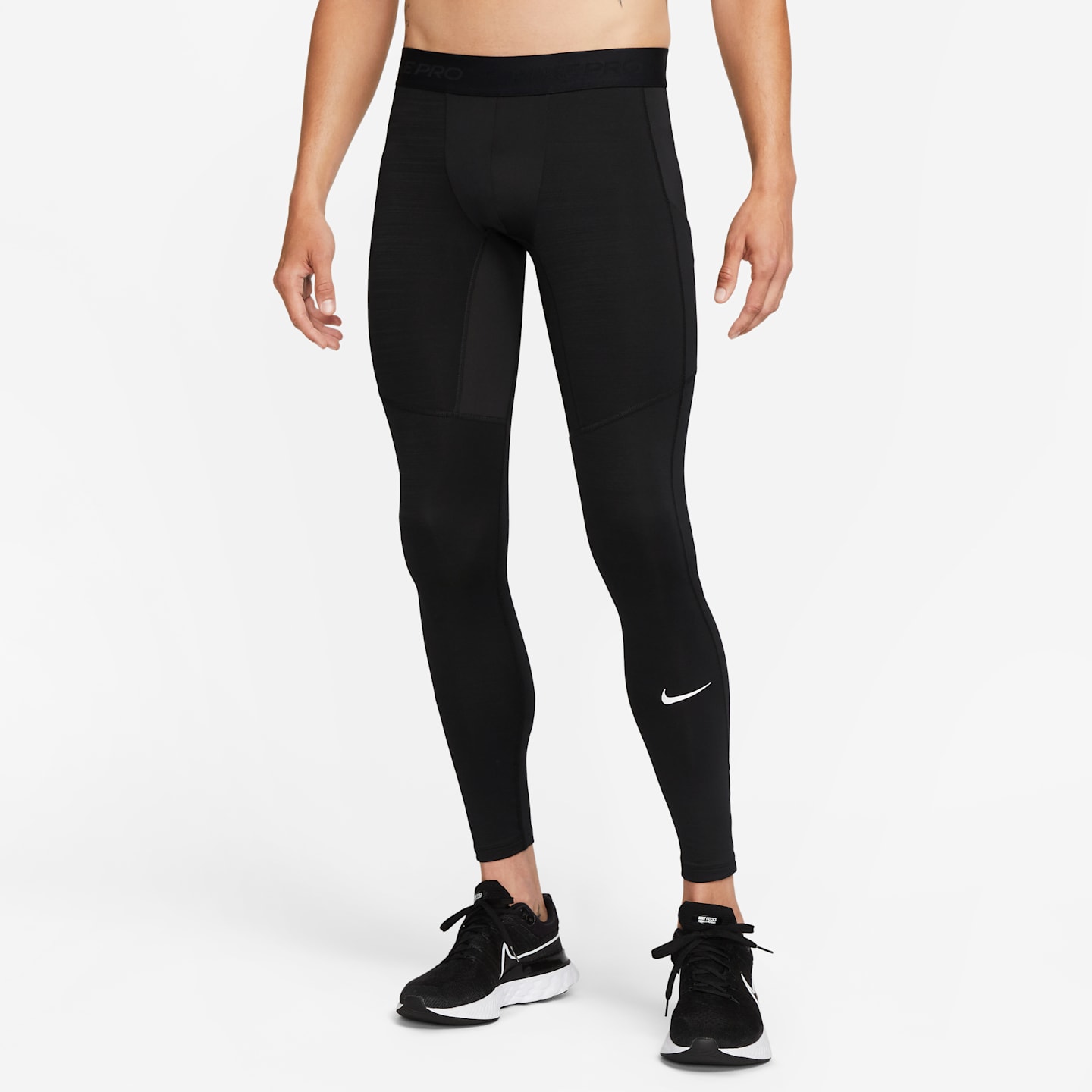 Мужские утеплённые тайтсы Nike Pro Warm, цвет: Чёрный / Белый — фото 1