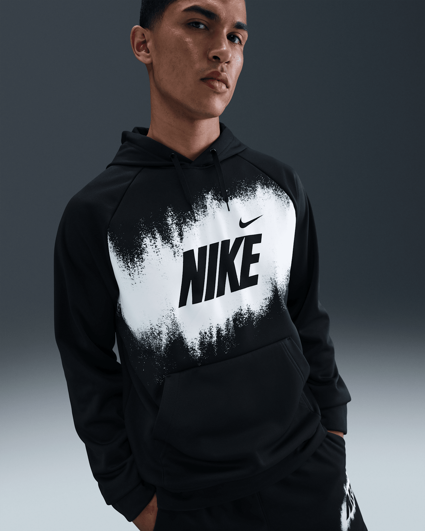 Мужское флисовое худи Nike Therma-FIT, цвет: Чёрный — фото 7
