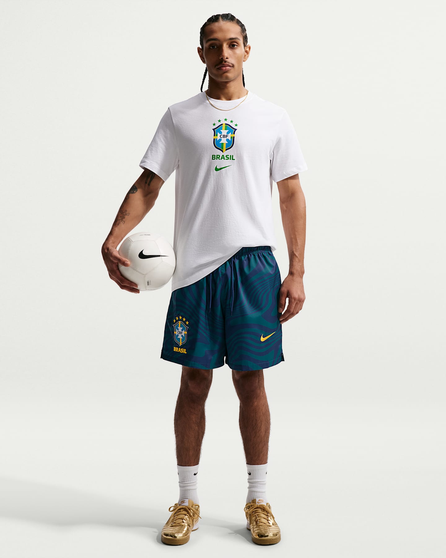 Мужские футбольные шорты Nike Brazil Club Flow, цвет: Бирюзовый / Синий — фото 6
