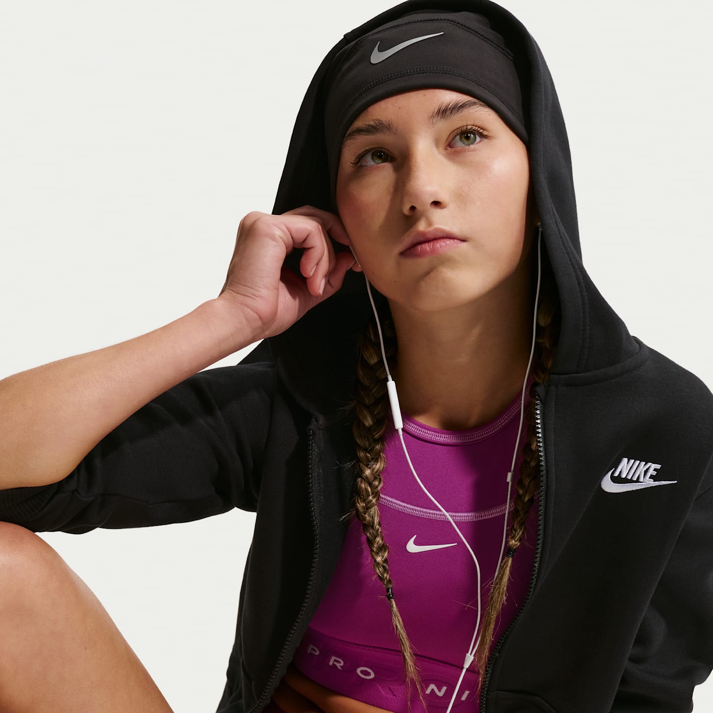 Детский спортивный бра для девочек Nike Pro Swoosh Sport Pack, цвет: Фуксия / Светлый пурпурный — фото 3