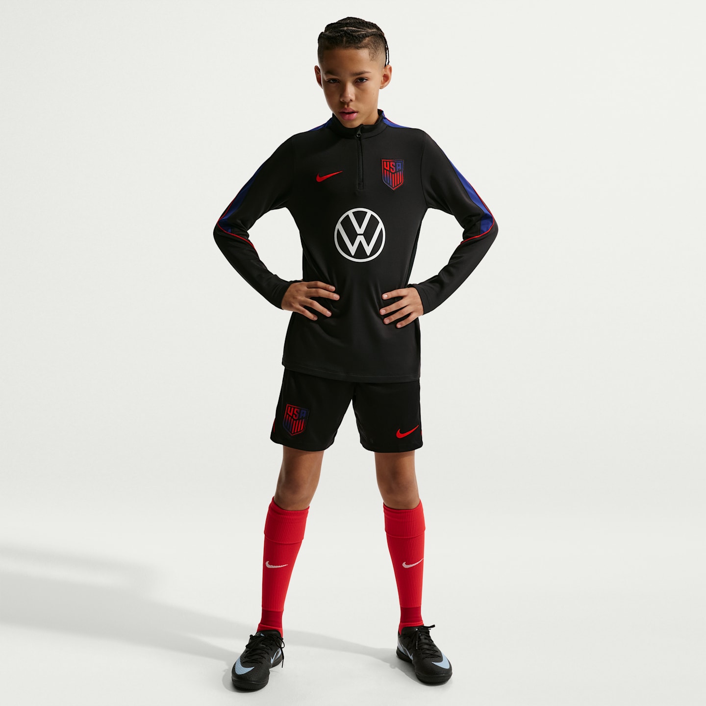 Детский топ Nike USA Strike Dri-FIT Soccer Drill Top, цвет: Чёрный / Королевский синий — фото 4