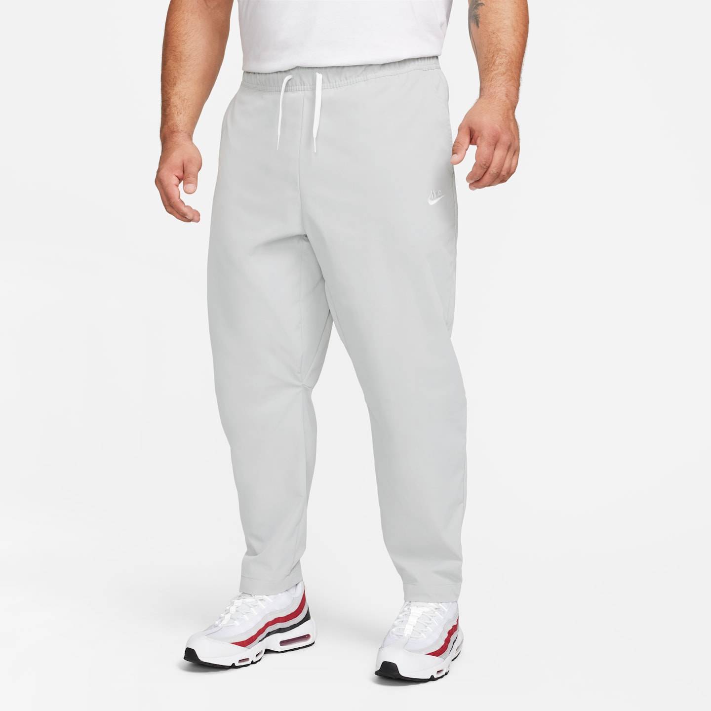 Мужские тканые зауженные брюки Nike Club, цвет: Серый / Белый — фото 7