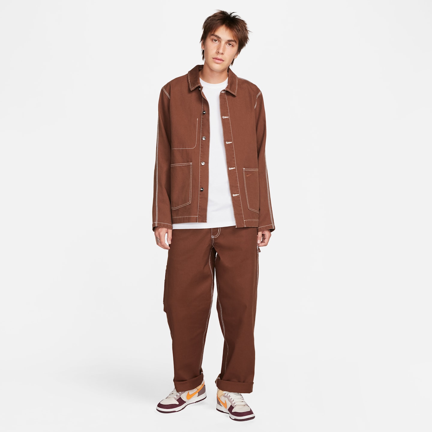 Мужская футболка Nike Sportswear Premium Essentials с длинным рукавом и карманом, цвет: Белый — фото 6