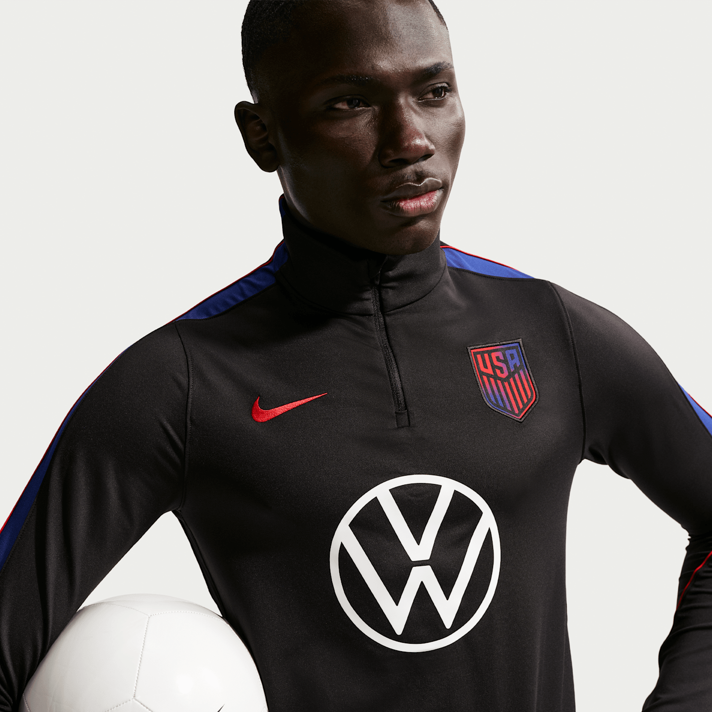 Мужские топы USA Strike Nike Dri-FIT Soccer Drill Top, цвет: Чёрный / Королевский синий — фото 3