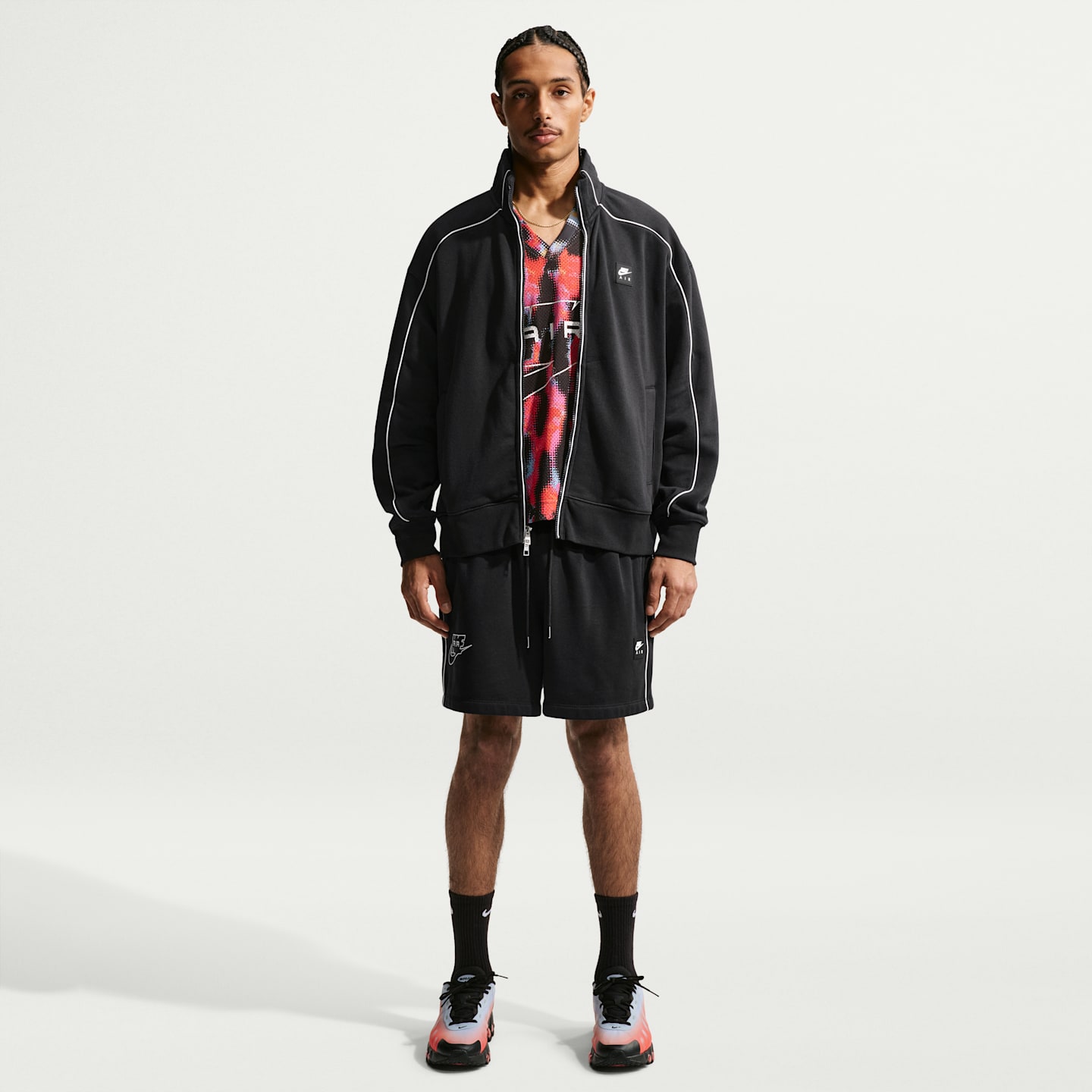 Мужская спортивная флисовая куртка Nike Air, цвет: Чёрный / Белый — фото 4