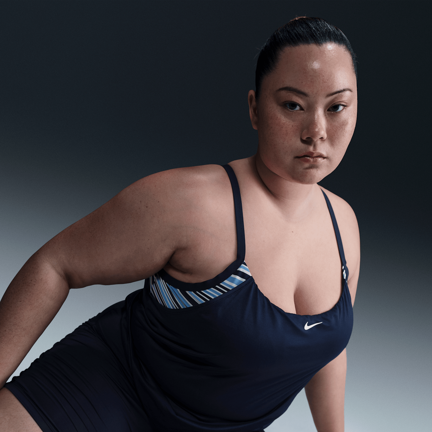 Купальник, танкини — Nike, цвет: Полуночный тёмно-синий — фото 3