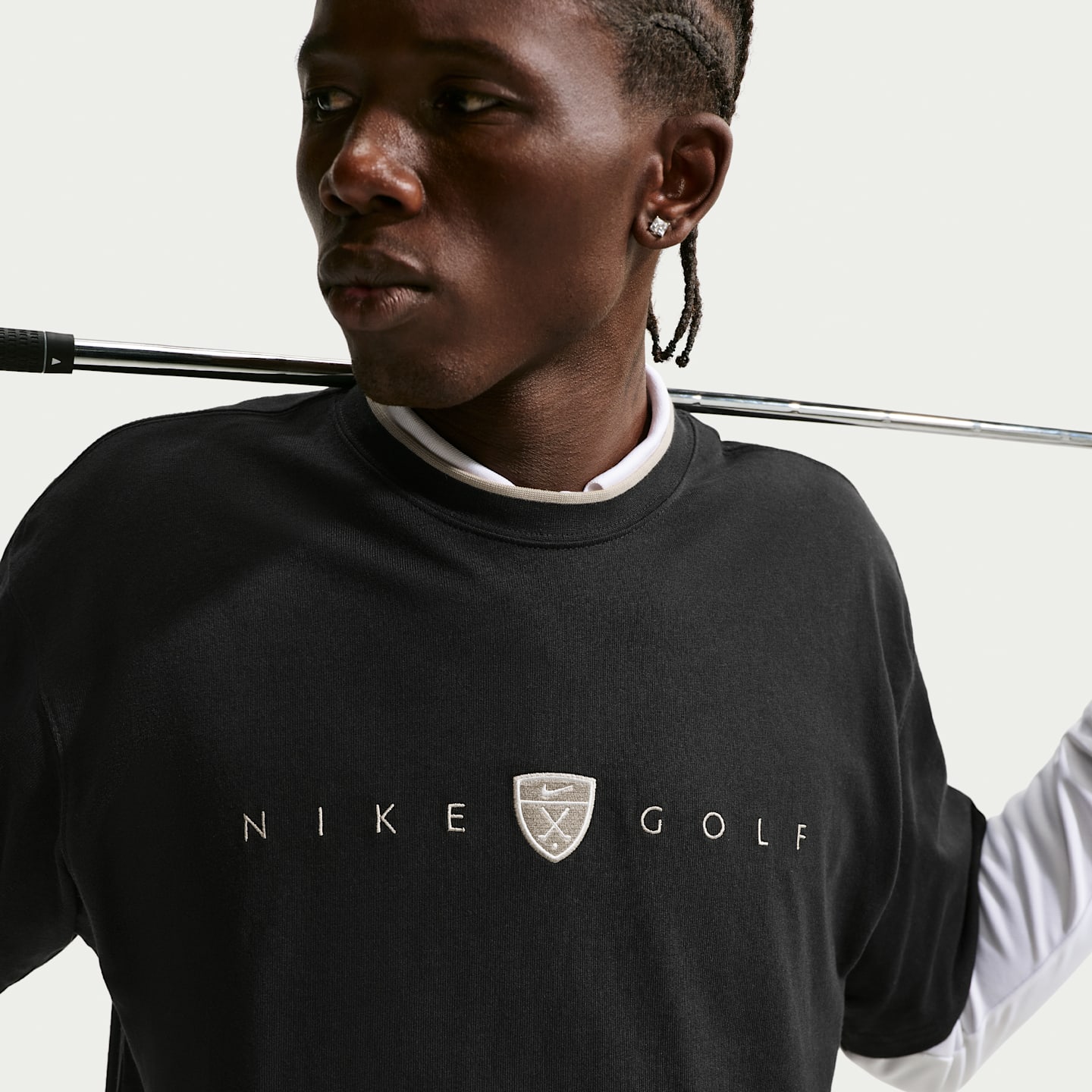 Мужская футболка для гольфа Nike свободного кроя, цвет: Чёрный — фото 3