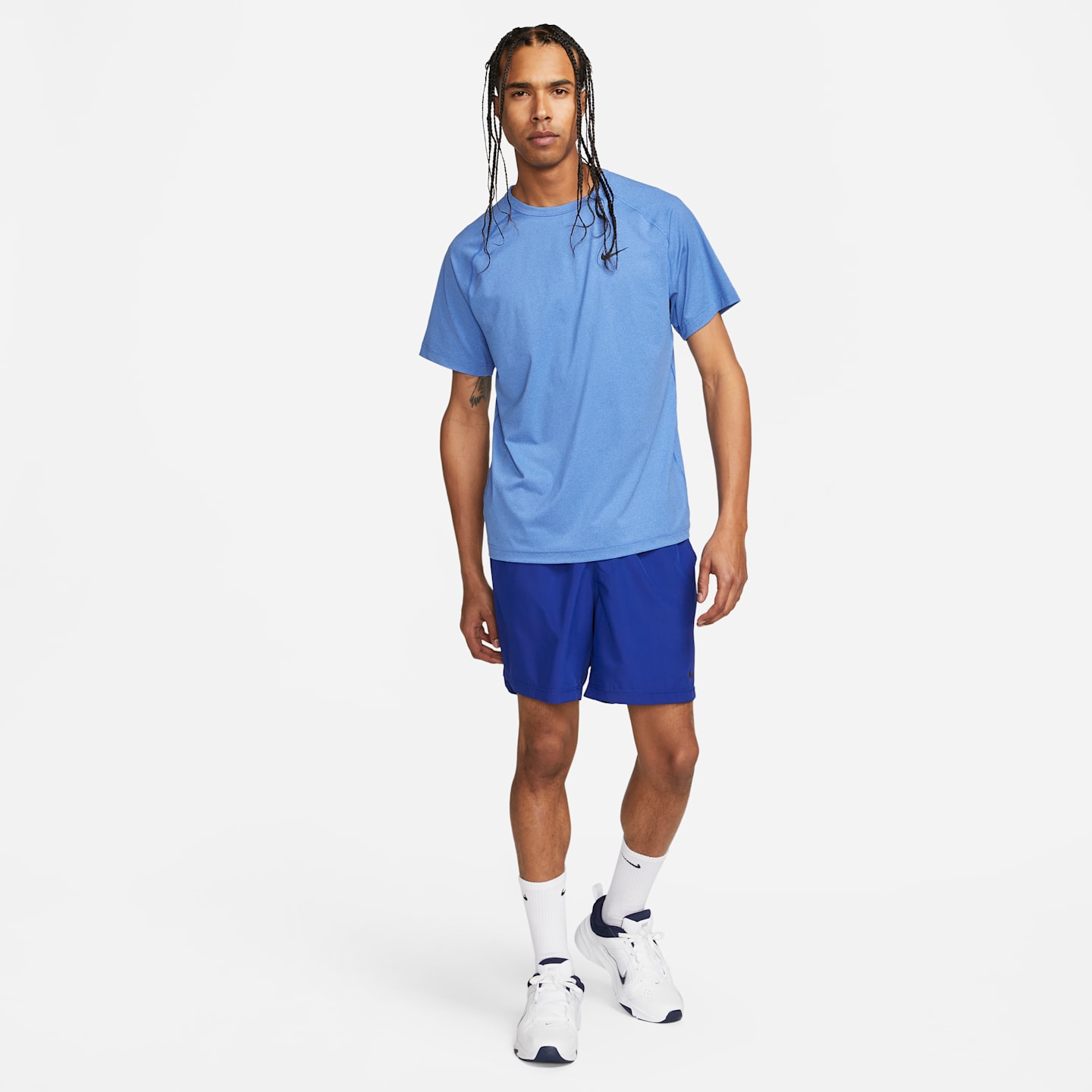 Мужской топ для фитнеса Nike Ready Dri-FIT с коротким рукавом, цвет: Королевский синий / Меланжевый — фото 5