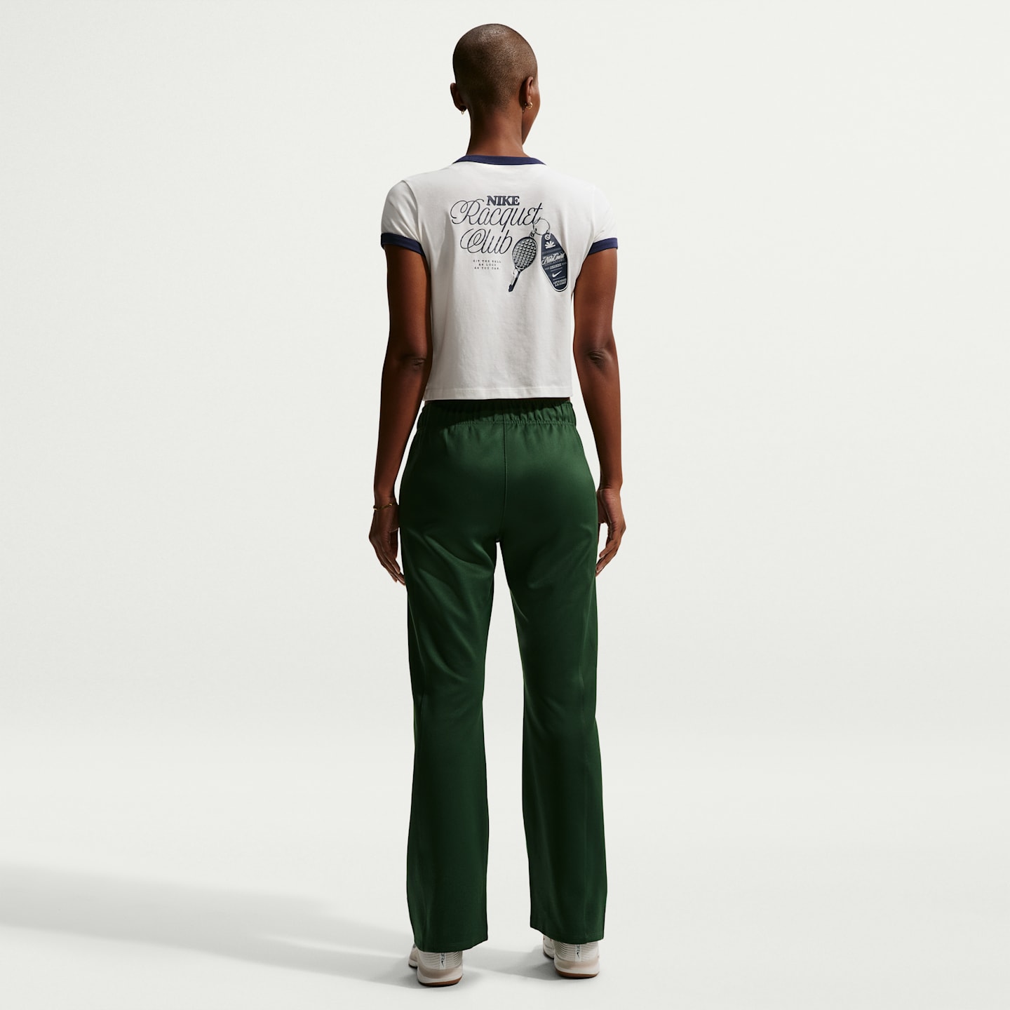 Женская теннисная футболка с коротким рукавом Nike Heritage, цвет: Молочный / Тёмно-синий — фото 5