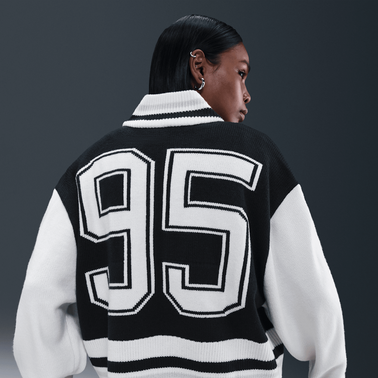 Женский кардиган Nike Sportswear, цвет: Чёрный / Молочный — фото 2