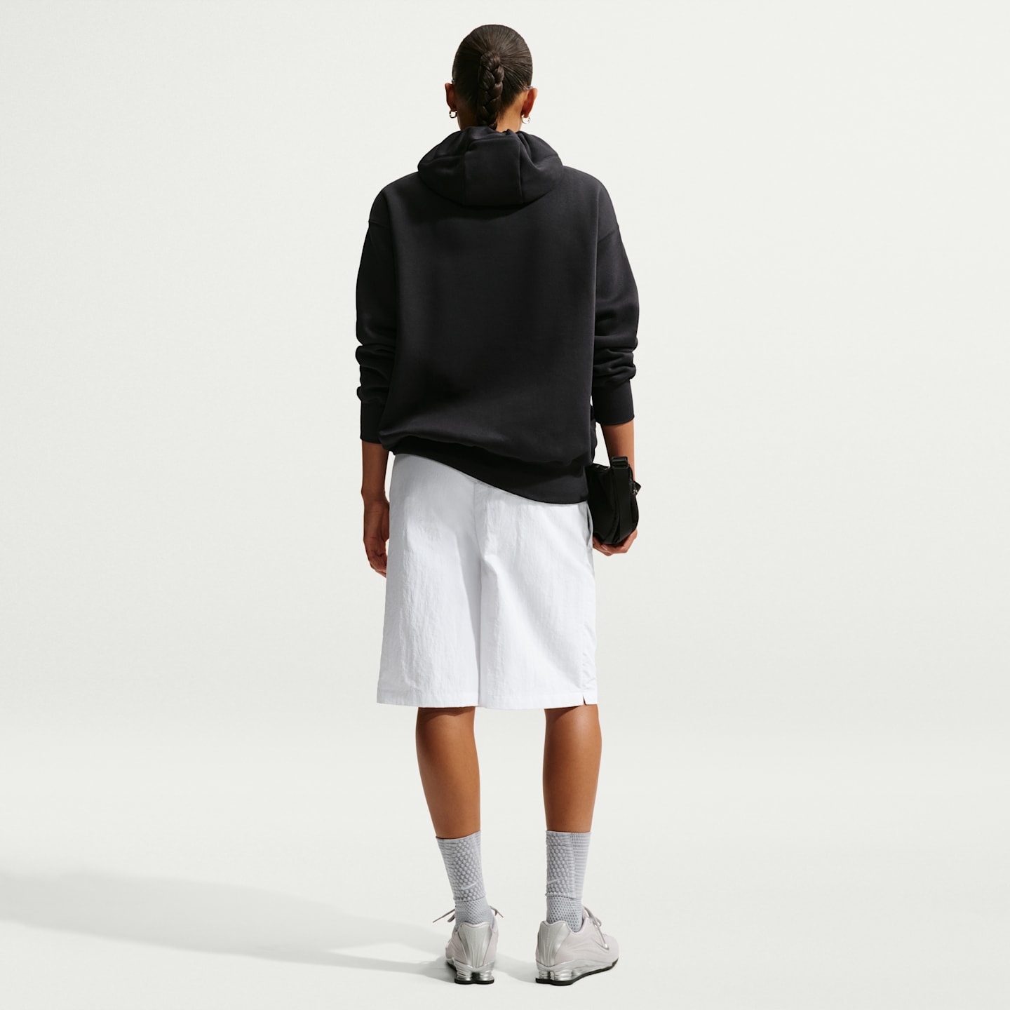 Женское худи Nike Sportswear Phoenix Fleece Oversized Logo, цвет: Чёрный / Снежный белый — фото 5