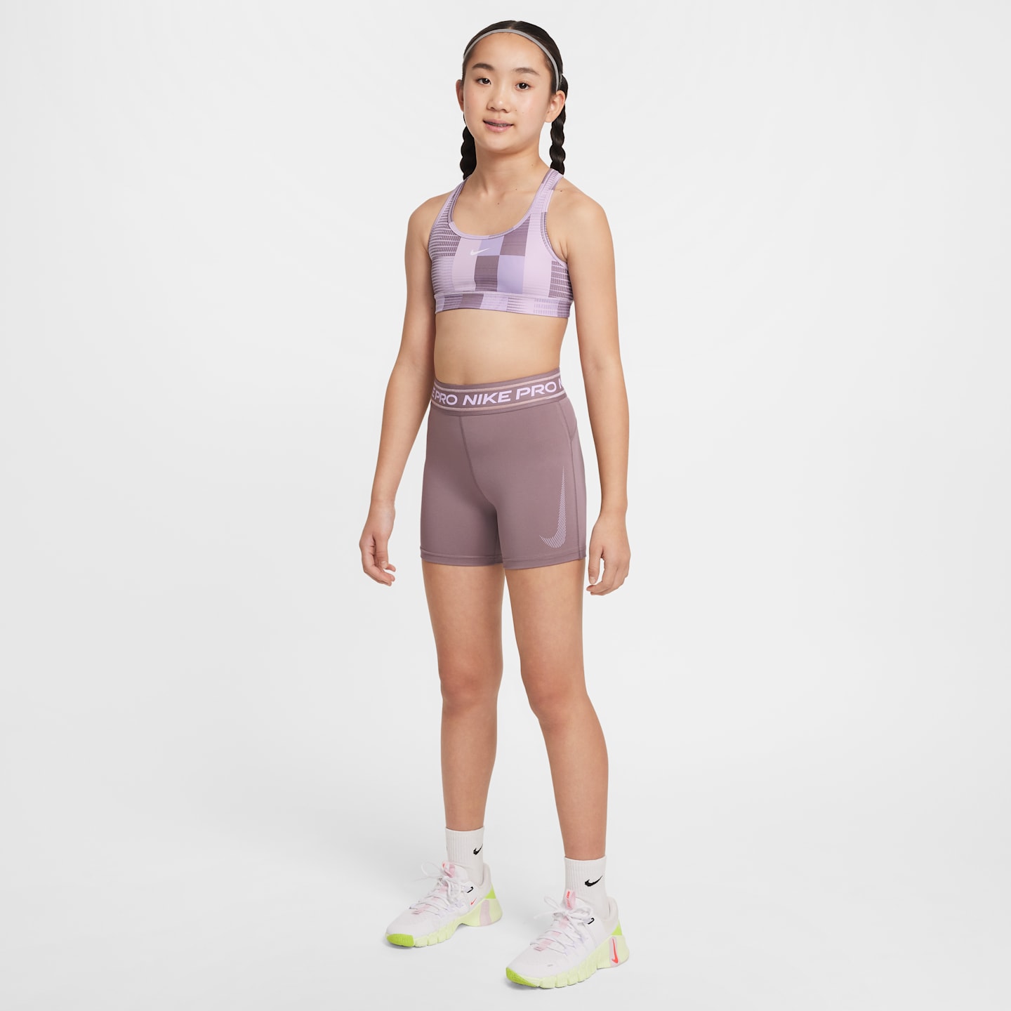 Детский двусторонний спортивный бра для девочек Nike Pro Dri-FIT, цвет: Белый — фото 7
