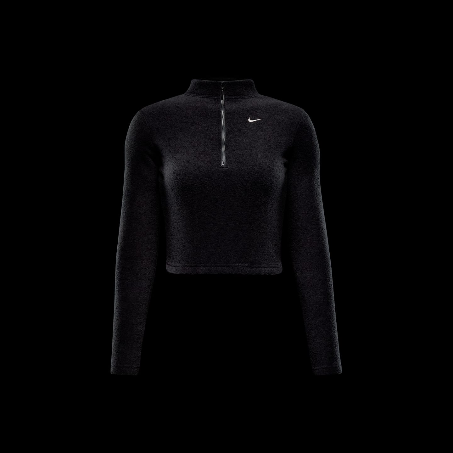 Женский топ Nike Sportswear Phoenix Plush Slim Long-Sleeve Cozy Fleece 1/2-Zip, цвет: Чёрный / Молочный — фото 6